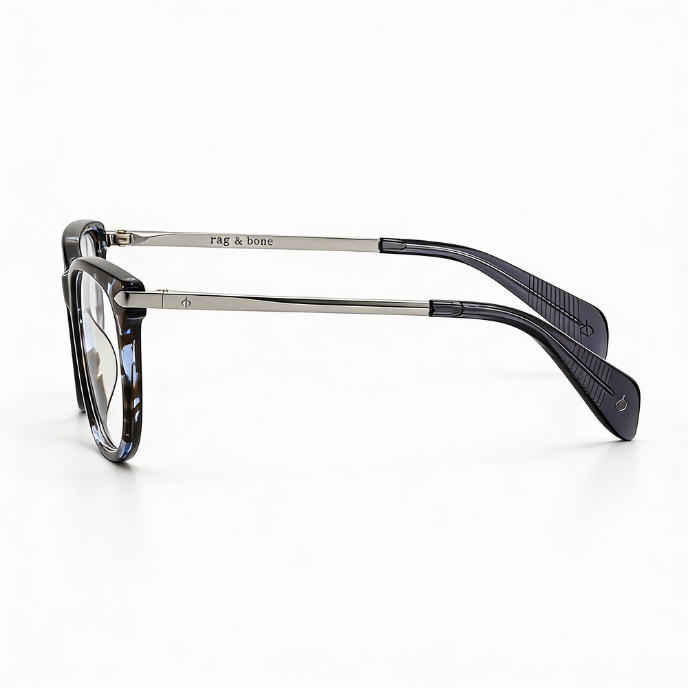 Gafas unisex Rag & Bone Rnb3006 con montura de acetato y lentes de policarbonato, color azul Habana 52-16-140