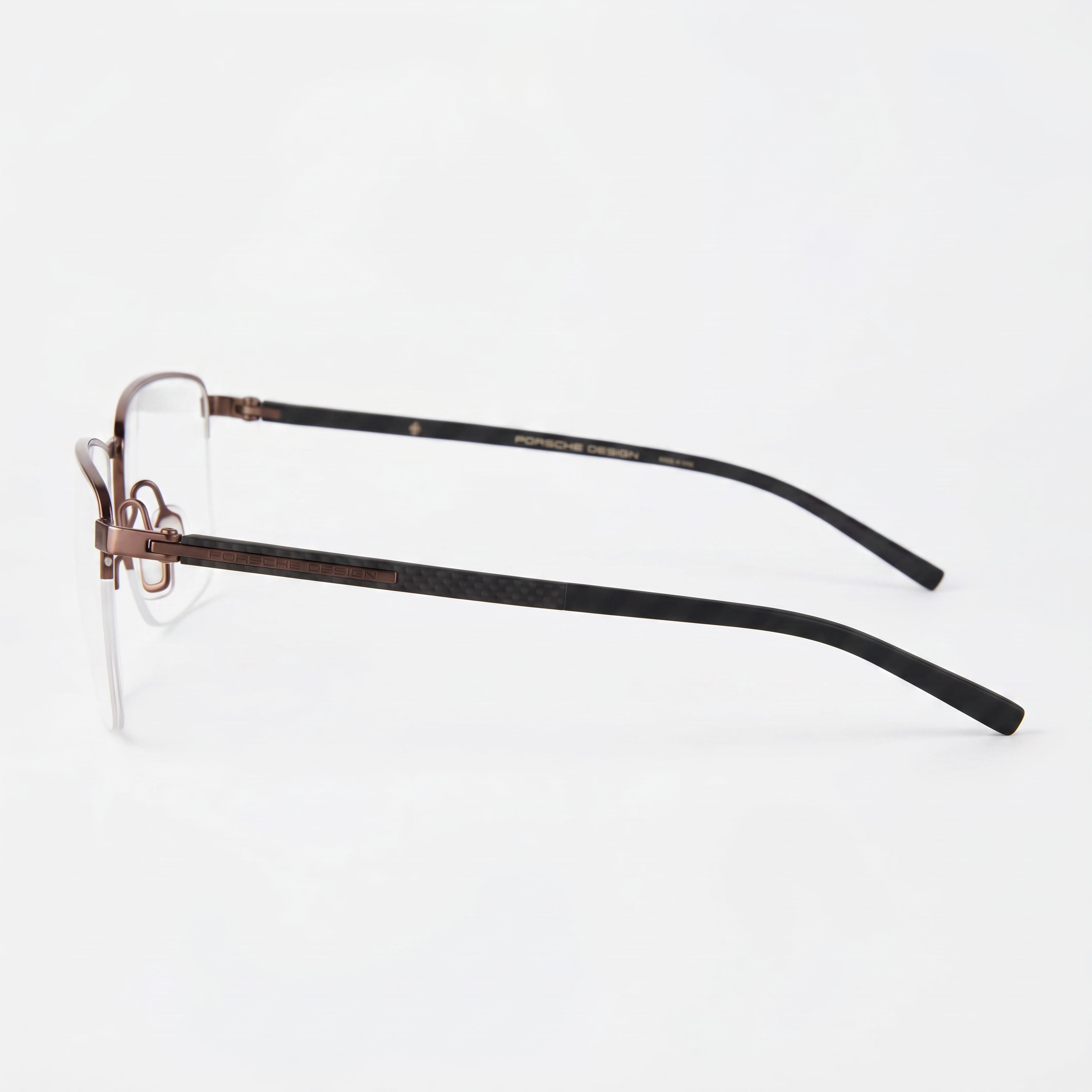 Porsche Design Modern Men’s Brown Plastic Eyeglasses with Transparent Polycarbonate Lenses, 57mm Lens Width, Photo 2
