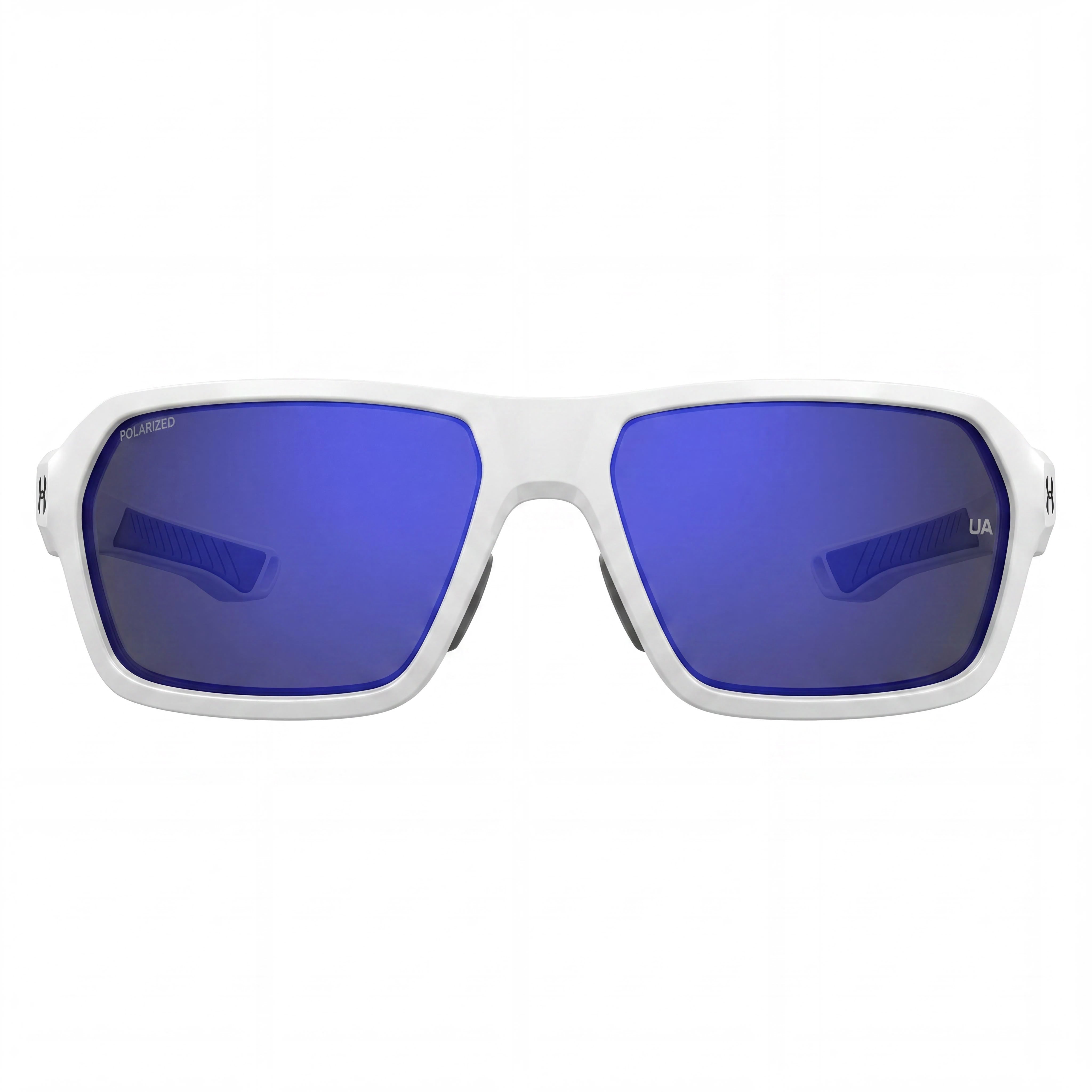 Gafas de sol unisex Under Armour UA Recon Square de acero inoxidable con protección UV, no polarizadas, blancas mate y azules, espejadas, 64 mm, Photo 2