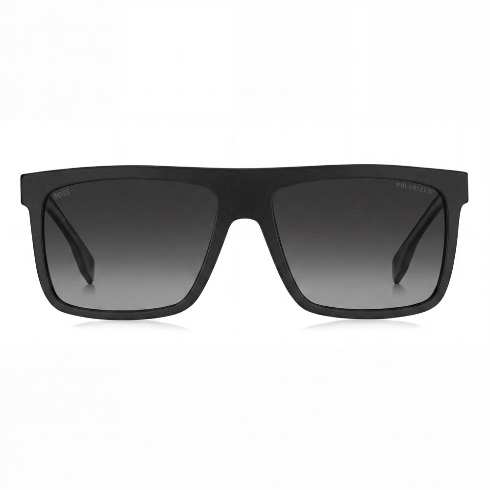 Hugo Boss BOSS 1440/S Gafas de sol clásicas para hombre, de plástico negro mate con lentes grises degradadas no polarizadas y protección UV 100%, 59 mm