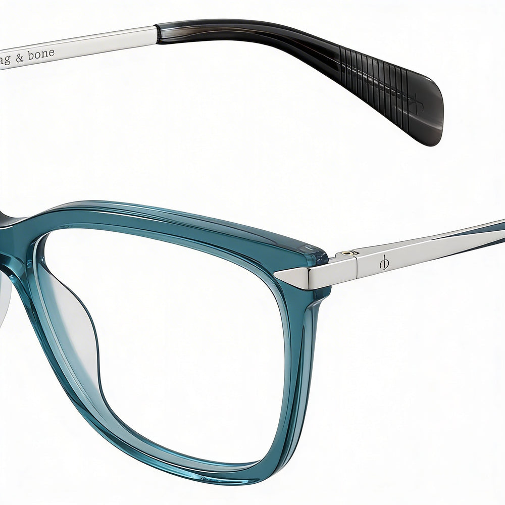 Rag & Bone Rnb 3010 Women's Eyeglasses featuring Blue Pallad Acetate Frames with Polycarbonate Lenses, Size 52-15-140mm