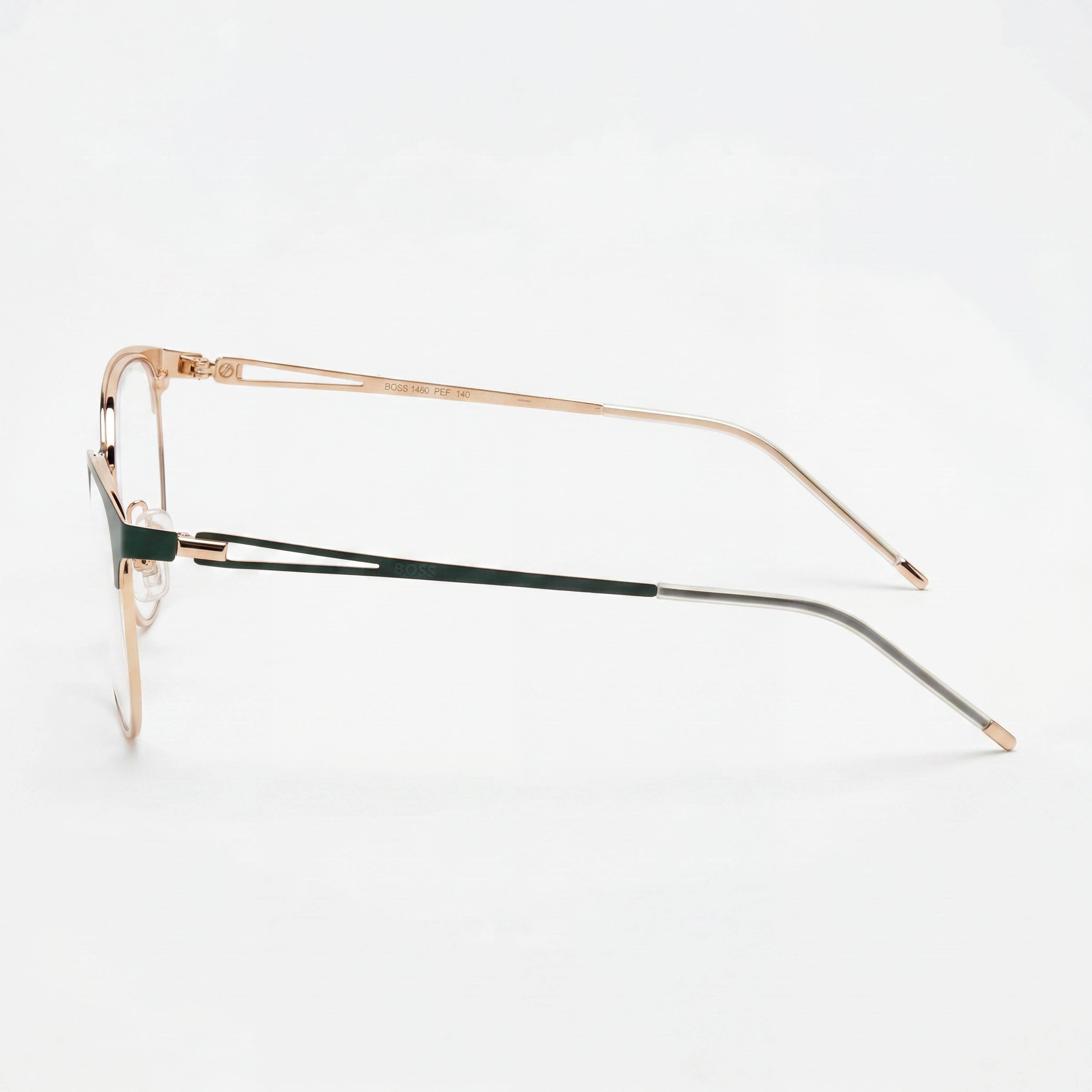 Hugo Boss Modern Unisex Sunglasses with Gold Green Alloy Steel Frame and Gold Green Polycarbonate Lenses 52mm, Photo 2