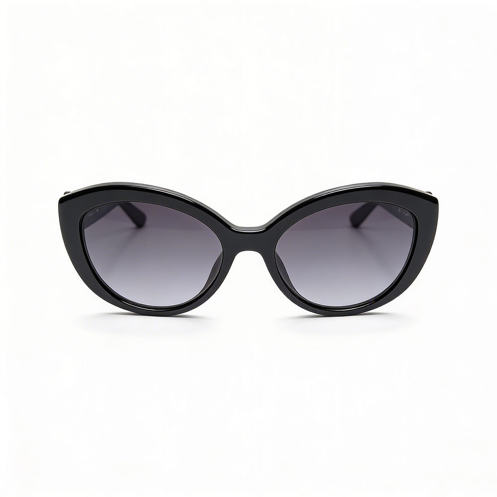 Gafas de sol clásicas Kate Spade New York estilo ojo de gato para mujer con montura y lentes negras, ancho de lente de 55 mm