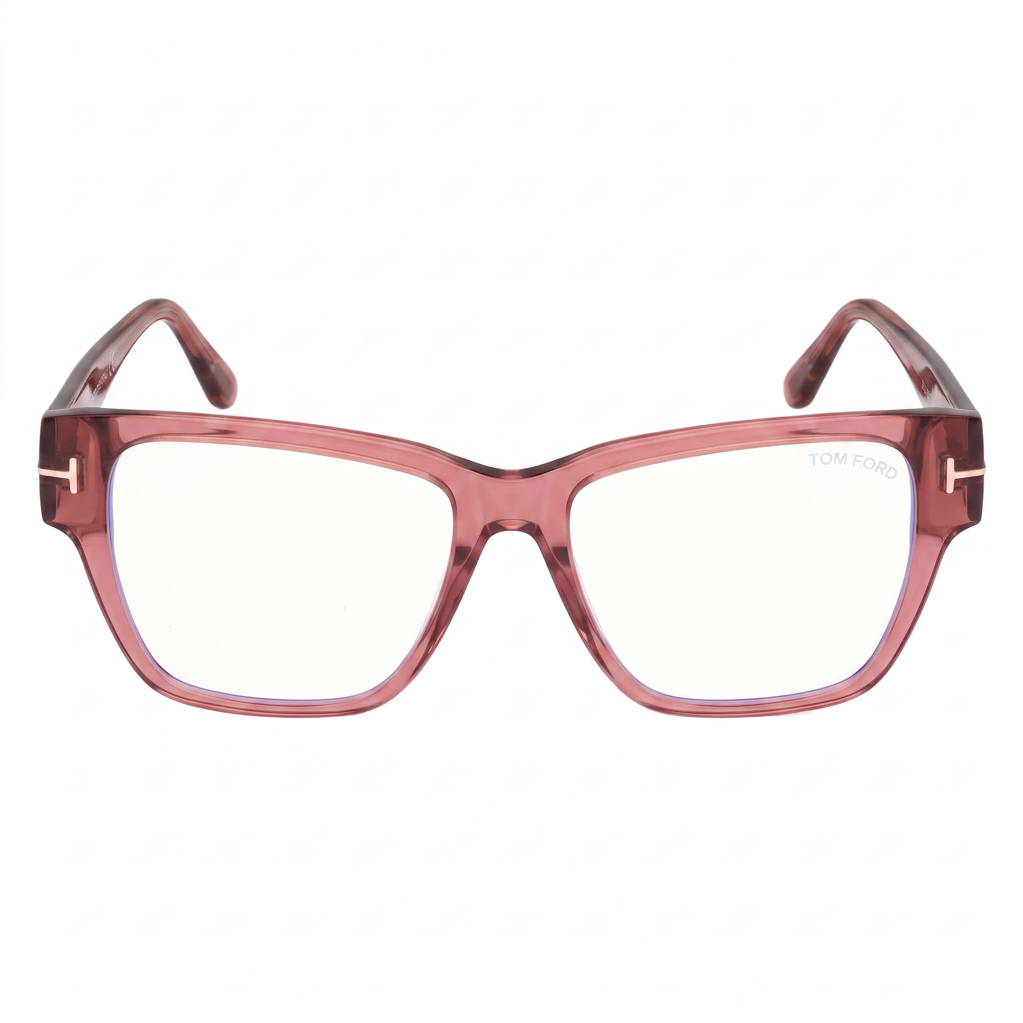 Tom Ford Ft5745-b Women's Transparent Antique Rose Plastic Square Blue-Light Block Eyeglasses 54mm, Photo 2