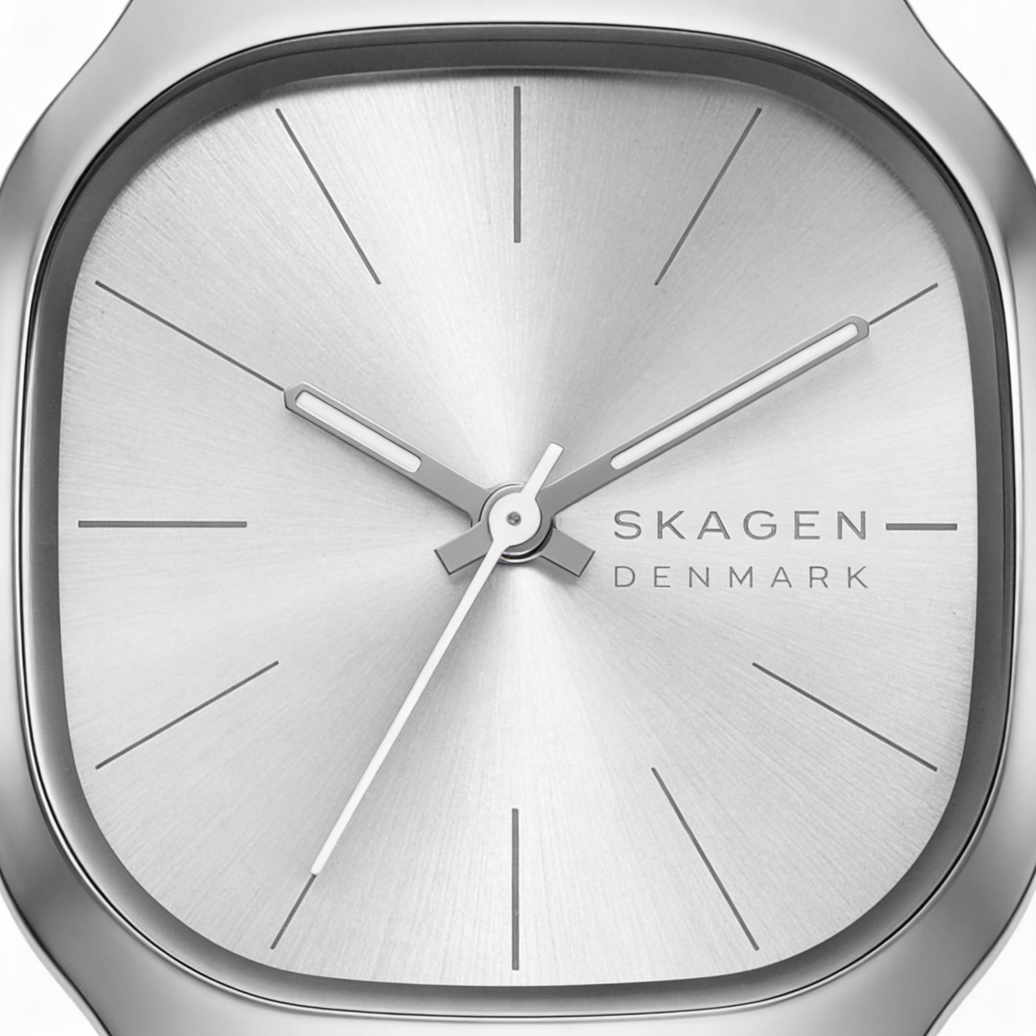 Skagen Mellem Lille Women's Soft-Square Silver Stainless Steel Scratch-Resistant Watch with Gold Sunray Dial and 28mm Case