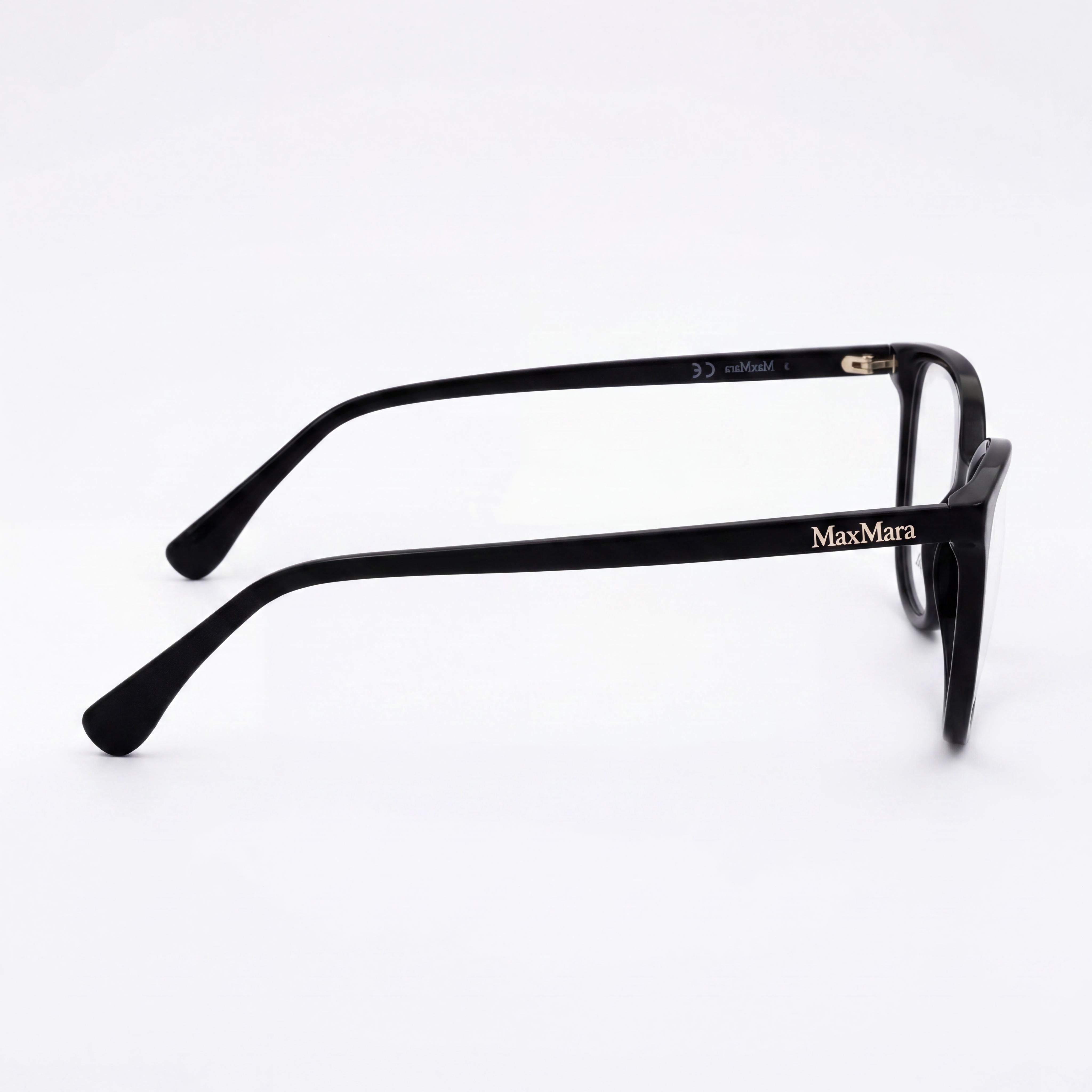 MaxMara Casual Women's Shiny Black Acetate Frame Eyeglasses with Transparent Lenses, 54mm Lens Width, Photo 2