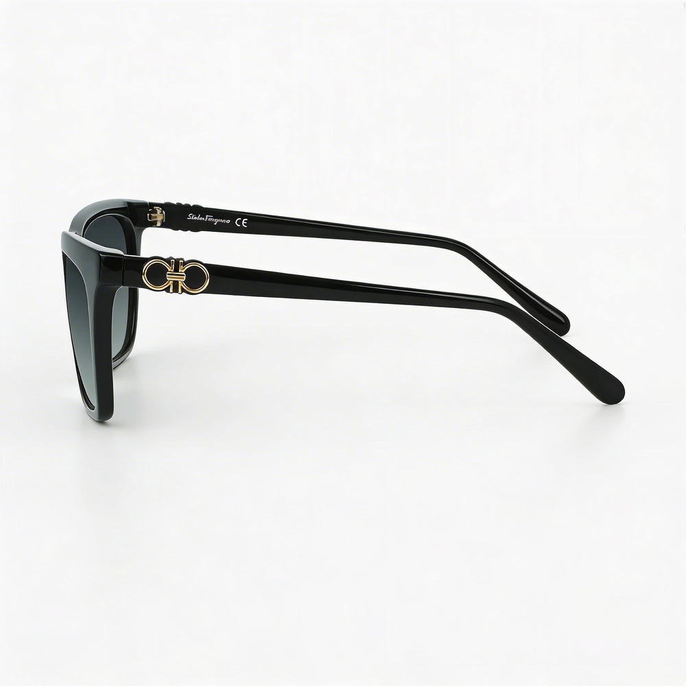 Gafas de sol cuadradas unisex Ferragamo Sf1027s, protección UV, montura de plástico en degradado de negro a gris, lentes azules en degradado, 55 mm