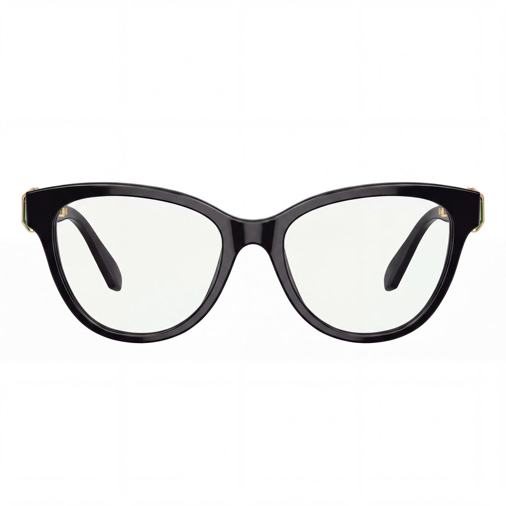 Gafas ópticas Swarovski SK2004 para mujer, estilo cuadrado, montura de acetato en color negro, lentes de 52 mm, puente de 18 mm, varillas de 135 mm