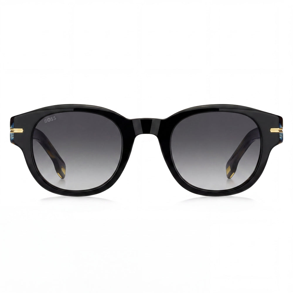 Hugo Boss Boss 1717/S Rectangular Women's Black Striped White Acetate Frame Brown Sol-X Polycarbonate Lens 48mm Sunglasses