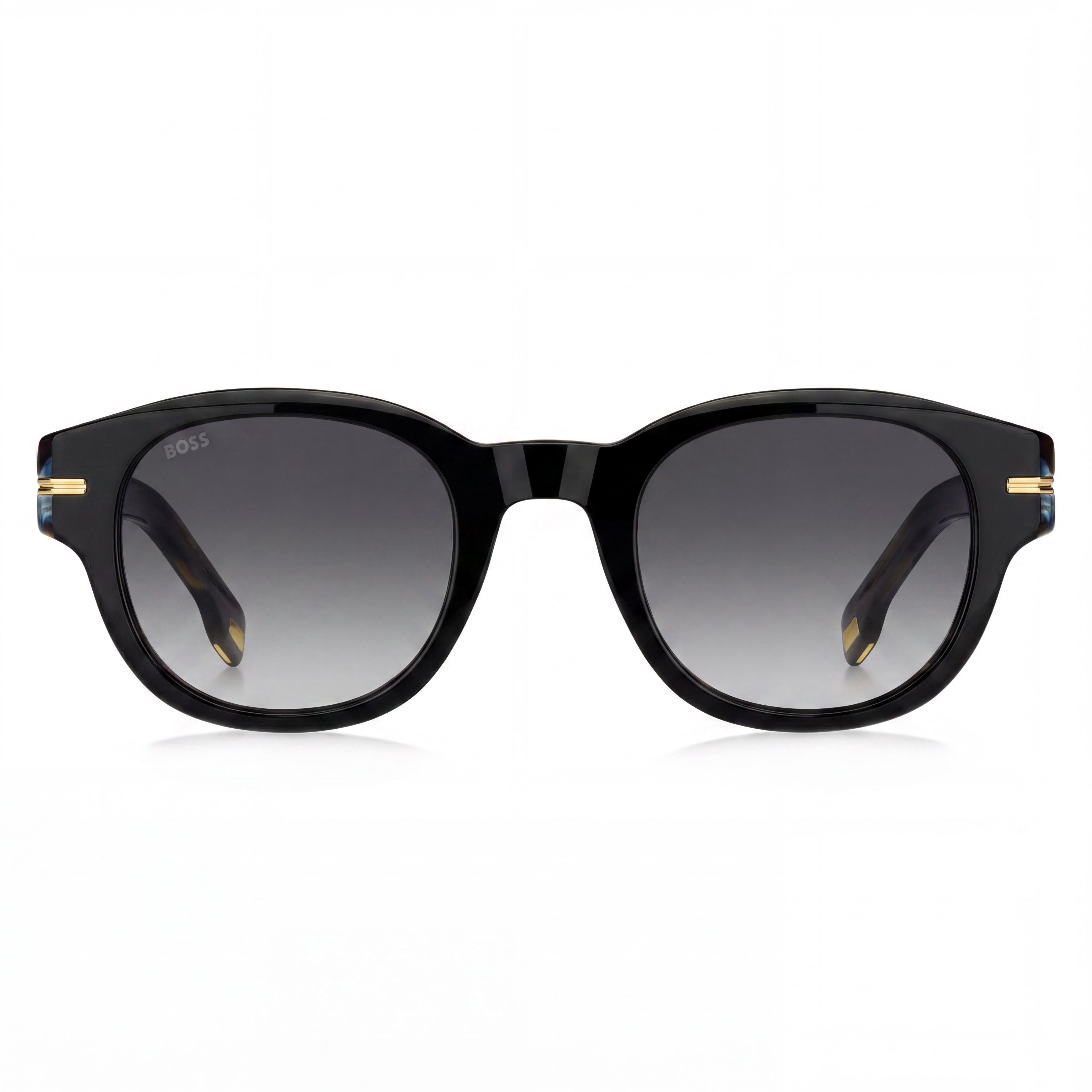 Gafas de sol rectangulares Hugo Boss Boss 1717/S para mujer, armazón de acetato a rayas blancas y negras, lente de policarbonato marrón Sol-X, 48 mm, Photo 2