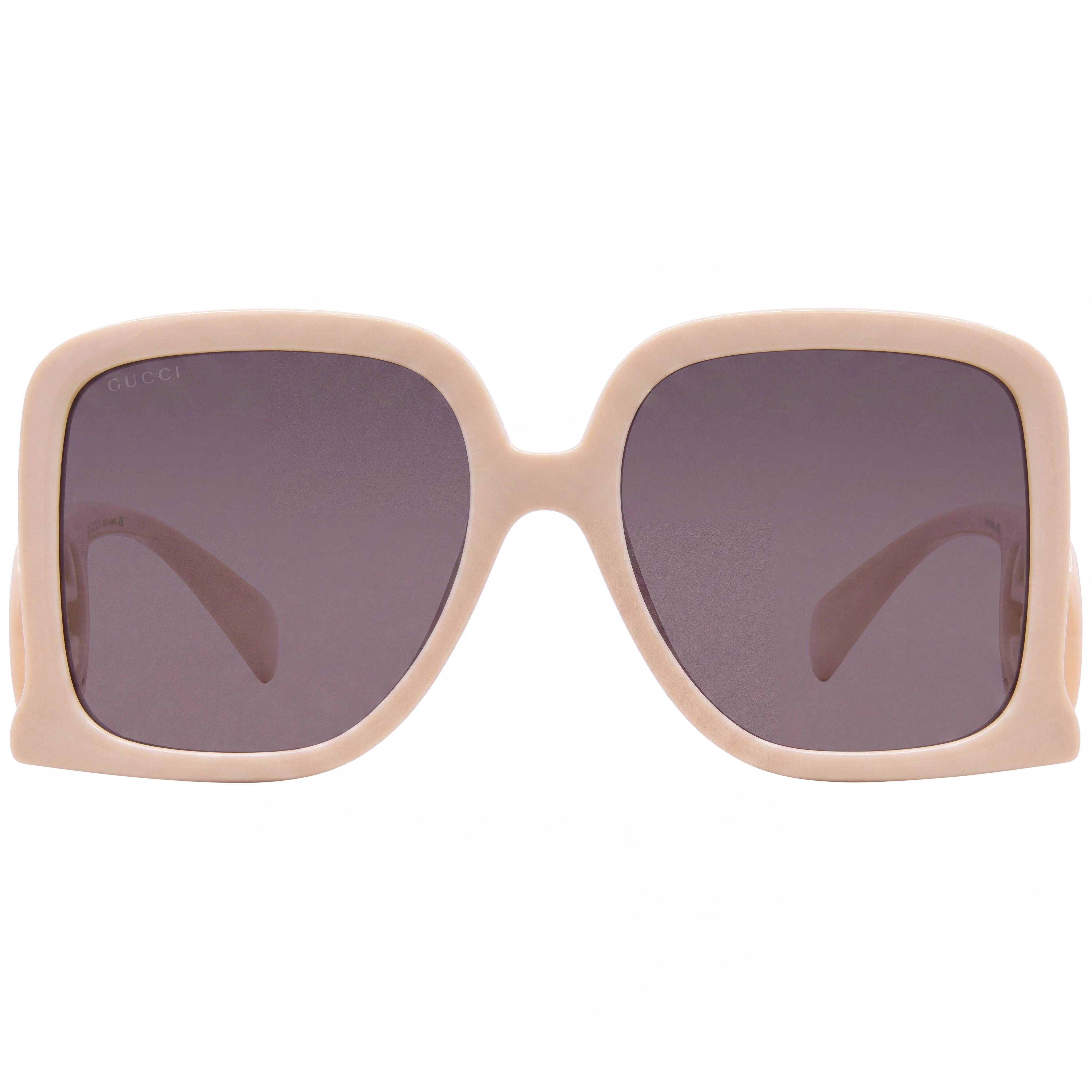 Gucci GG1326S Women's Casual Square Full Rim Plastic Frame Ivory Grey Sunglasses 58-19-140mm, Photo 2