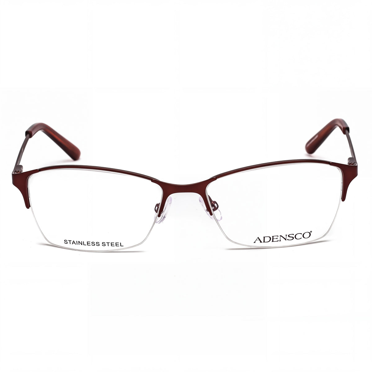 Adensco 208 Unisex Burgundy Metal Rectangular Semi-Rimless Eyeglasses 53-16-135mm, Photo 2