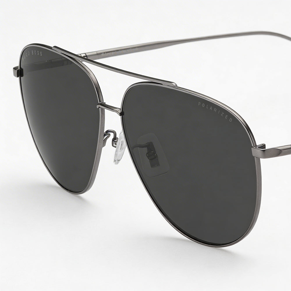 Hugo Boss Boss 1296/F/S Men's Stainless Steel Matte Ruthenium Gray Sunglasses with UV Protection 63mm