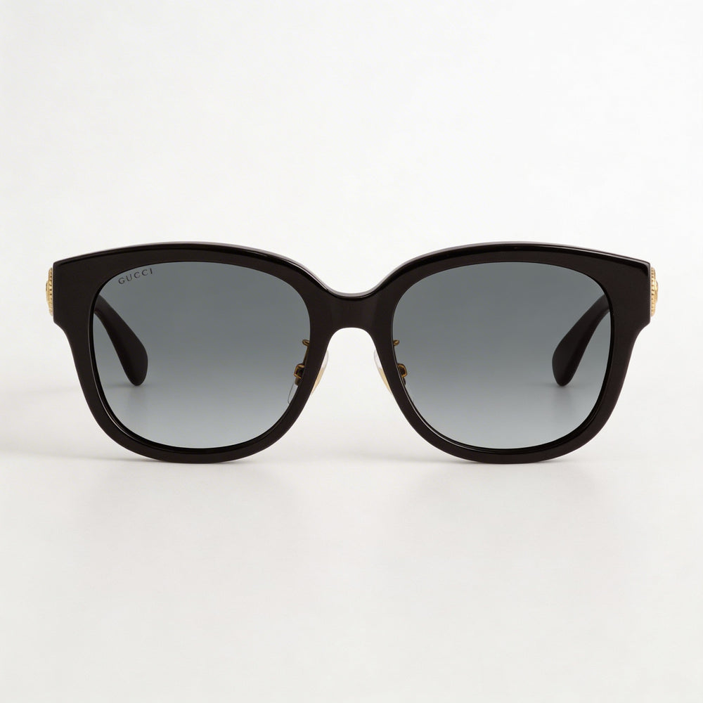 Gucci Gg1409sk-001 Women's Oval Panthos Recycled Acetate Black Grey Gradient Lenses Sunglasses 55mm