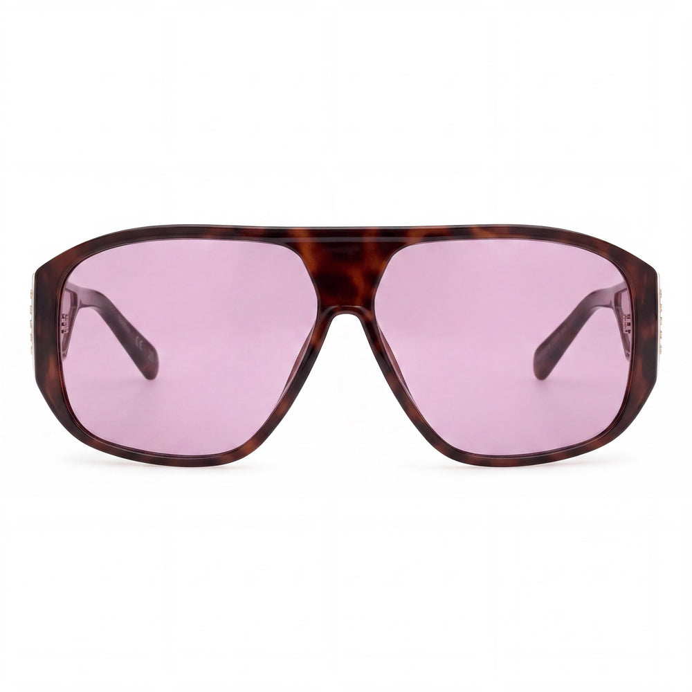 Gafas de sol unisex GUESS Moderne, montura de plástico habana oscuro, lentes violeta no polarizadas, UV 400, 61-11-140