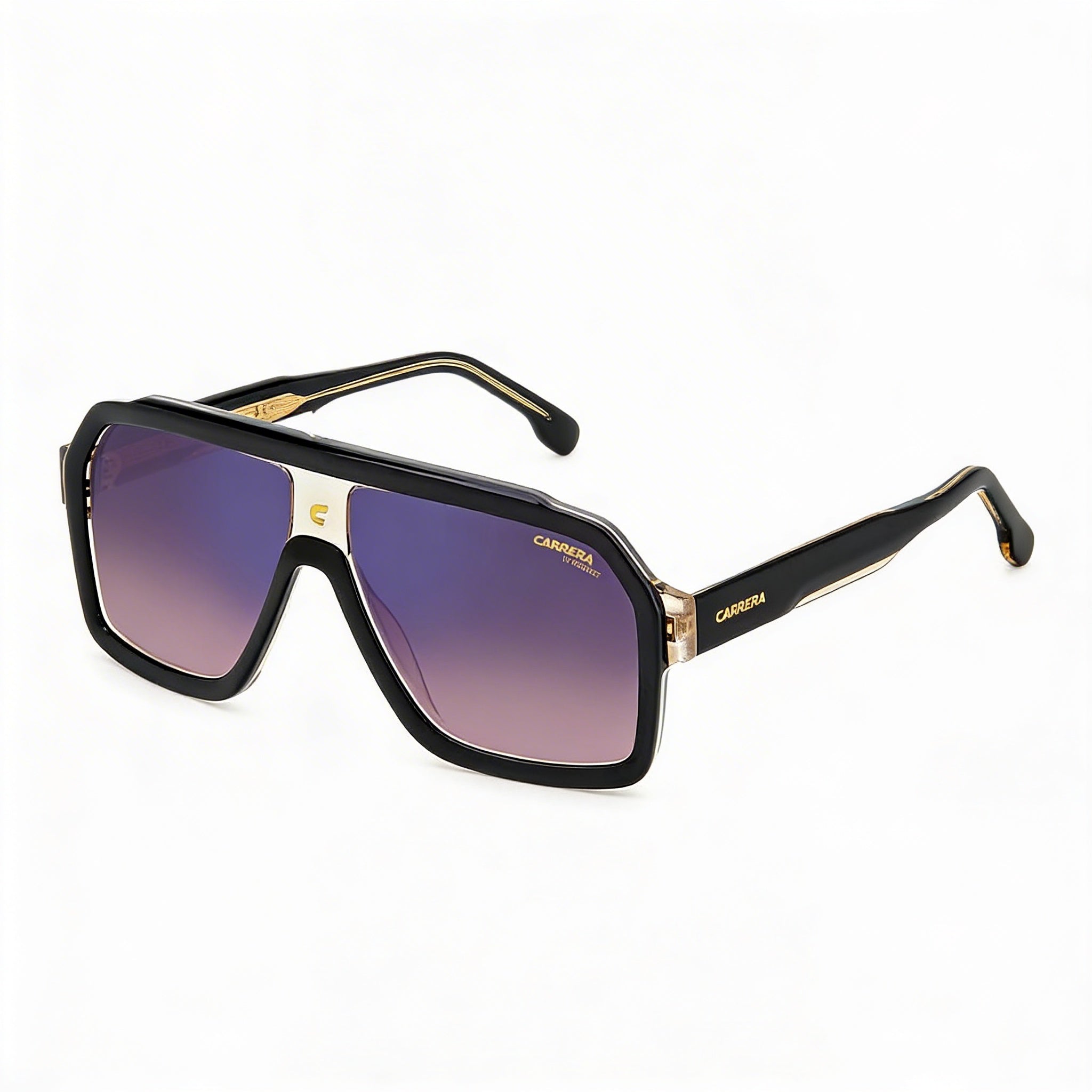 Carrera Classic Unisex Acetate Gradient UV Protection Sunglasses Black Beige Brown Shaded Blue Mirror 60mm, Photo 3