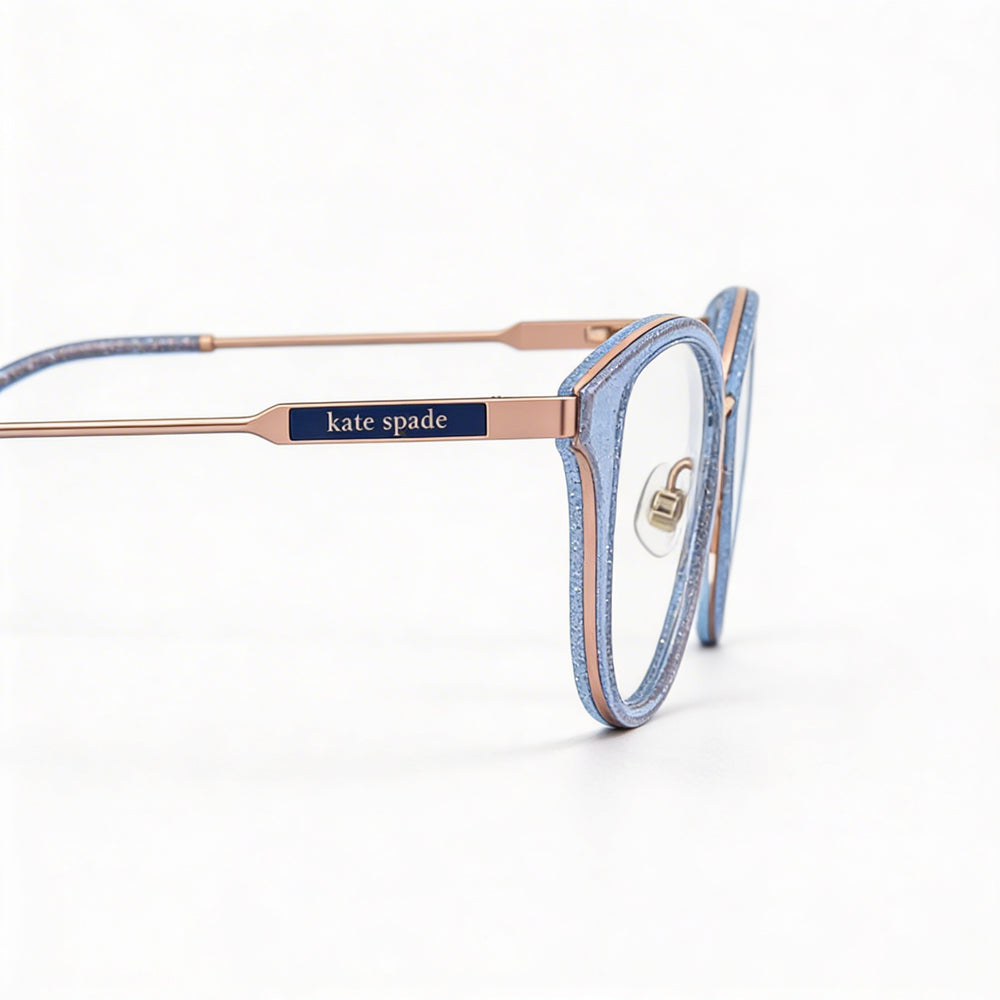 kate spade new york Gafas de sol clásicas para mujer, montura de metal con purpurina azul, tamaño 52-17-140
