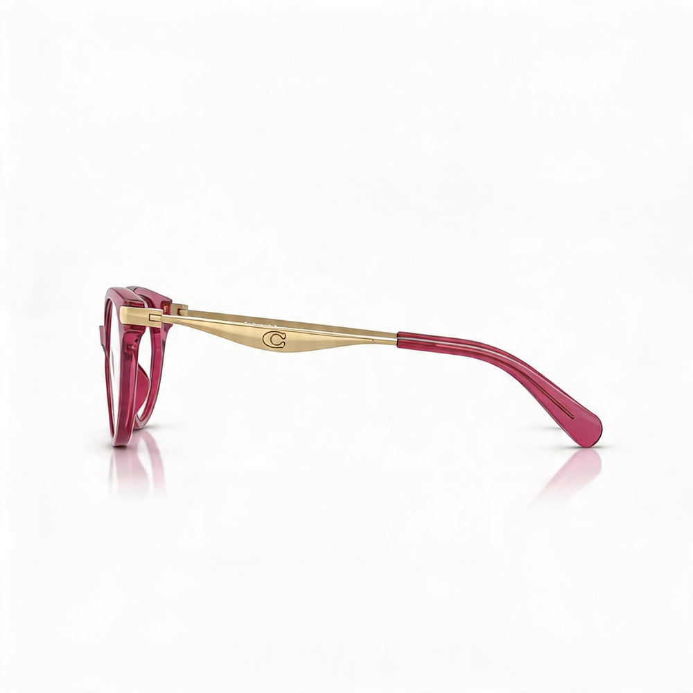 Gafas COACH Hc6245u de mujer con montura de plástico burdeos transparente y lente de policarbonato, ajuste universal, 53mm