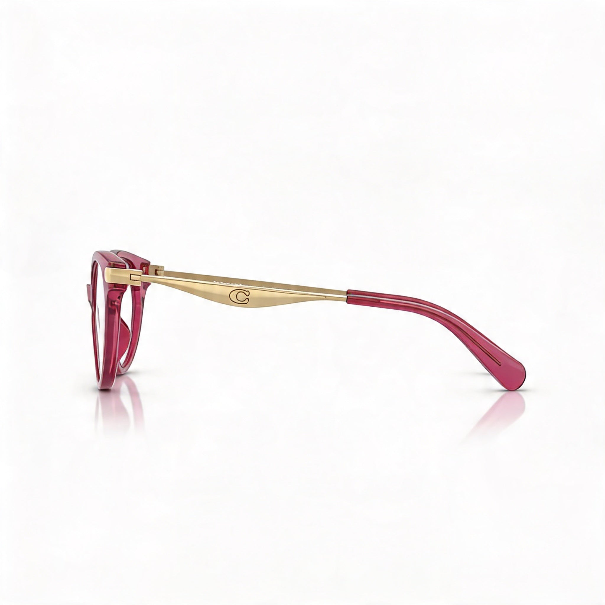 COACH Hc6245u Universal Fit Women's Transparent Burgundy Plastic Frame Eyeglasses with Polycarbonate Lens 53mm, Photo 2