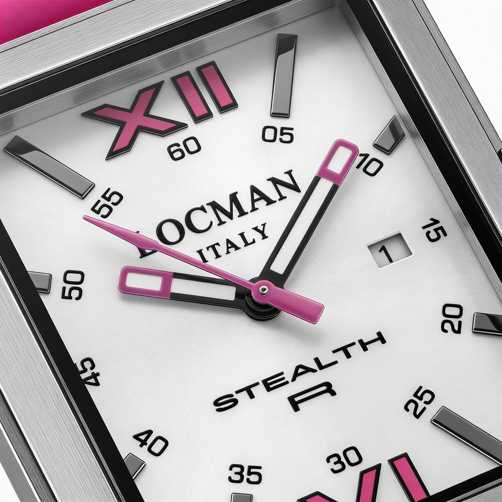 Locman Quartz Movement Men's White Stainless Steel Silicone Strap Mother-of-Pearl Dial Water Resistant Watch