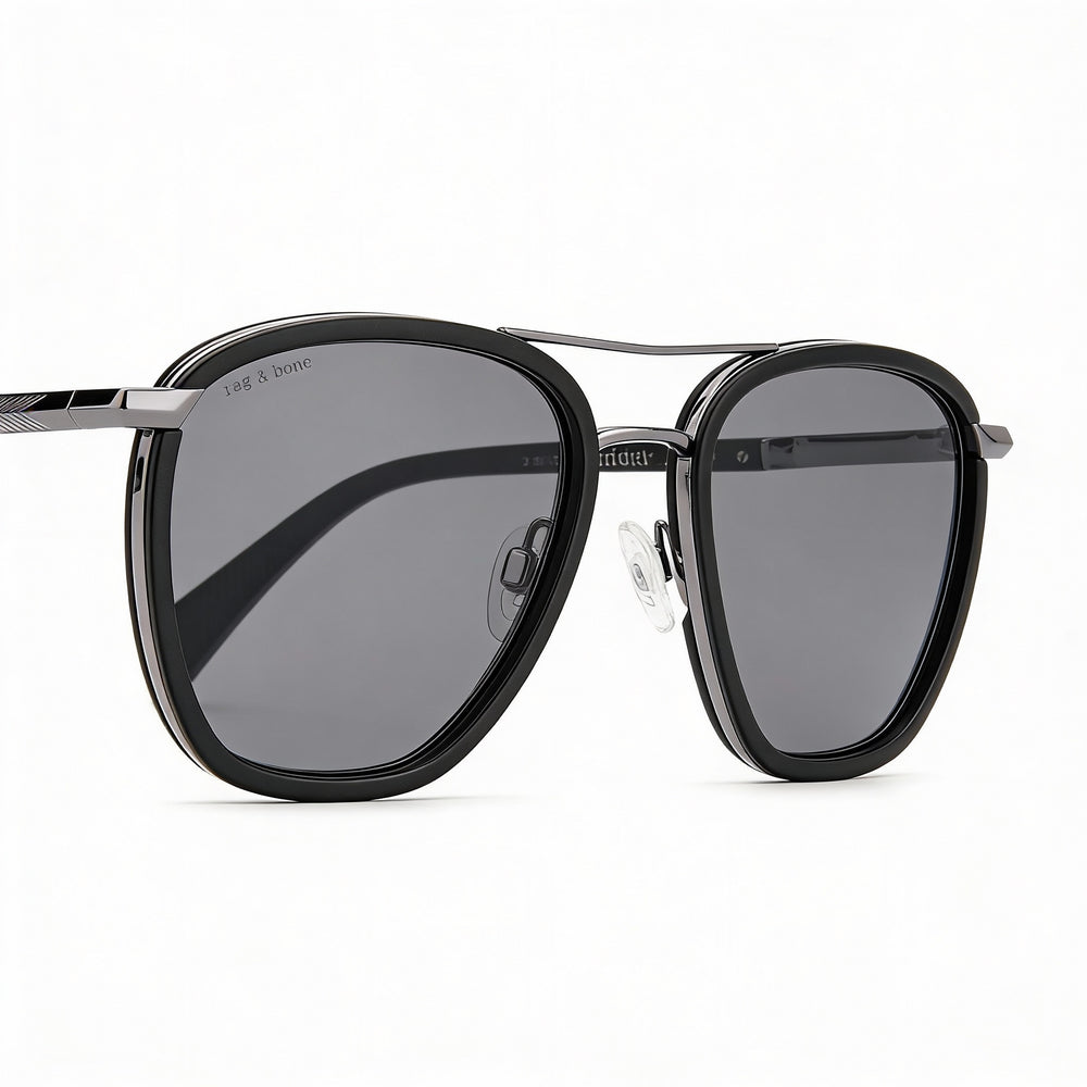 rag & bone Classic Men's Polarized Metal Sunglasses Black Grey 54mm