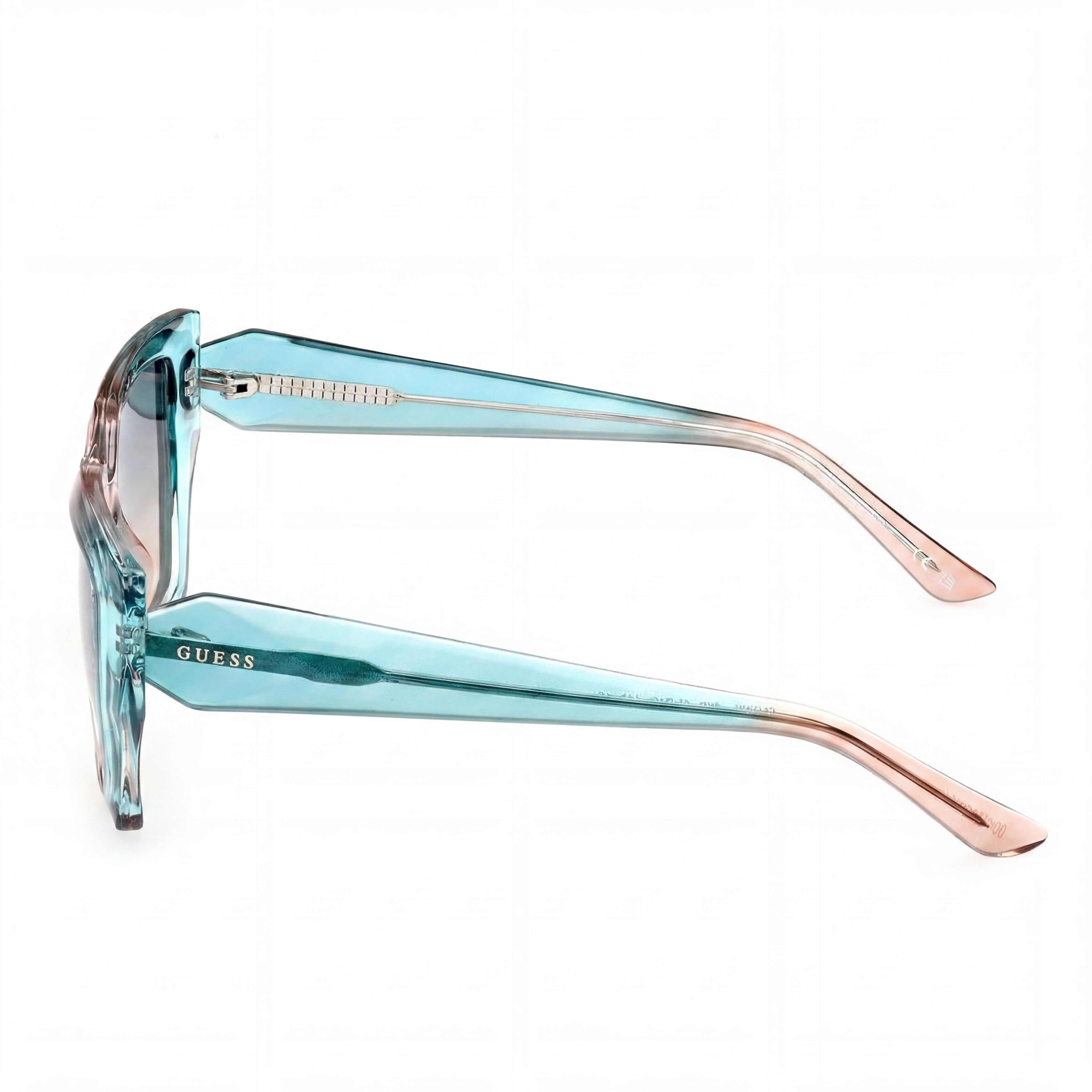 GUESS Women's Square UV Protective Sunglasses, Turquoise Injected Frame, Gradient Green Lenses 53-16-140, Photo 3