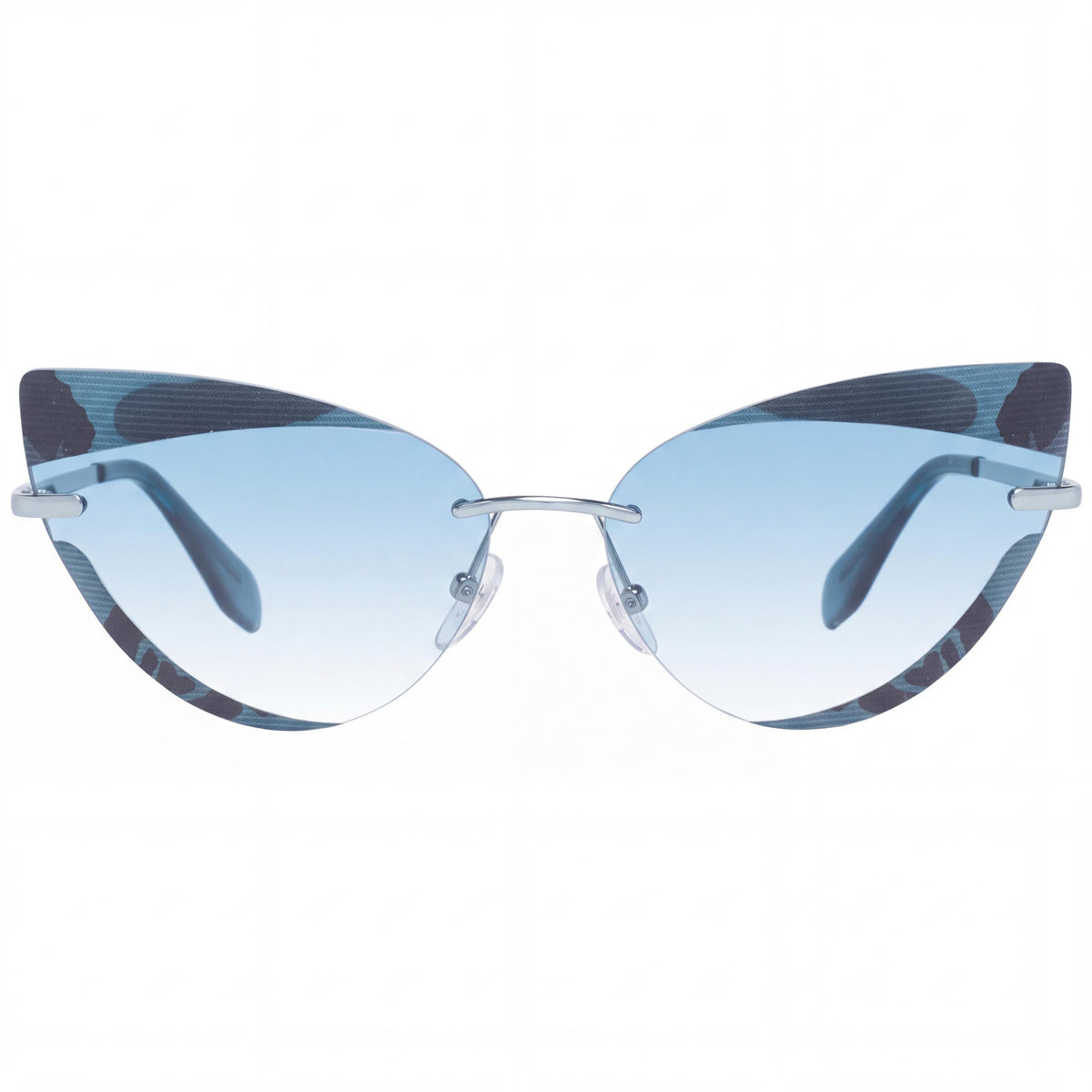adidas Classic Unisex Metal Frame Shiny Light Blue Silver Sunglasses Green Gradient Lens Width 64mm, Photo 2