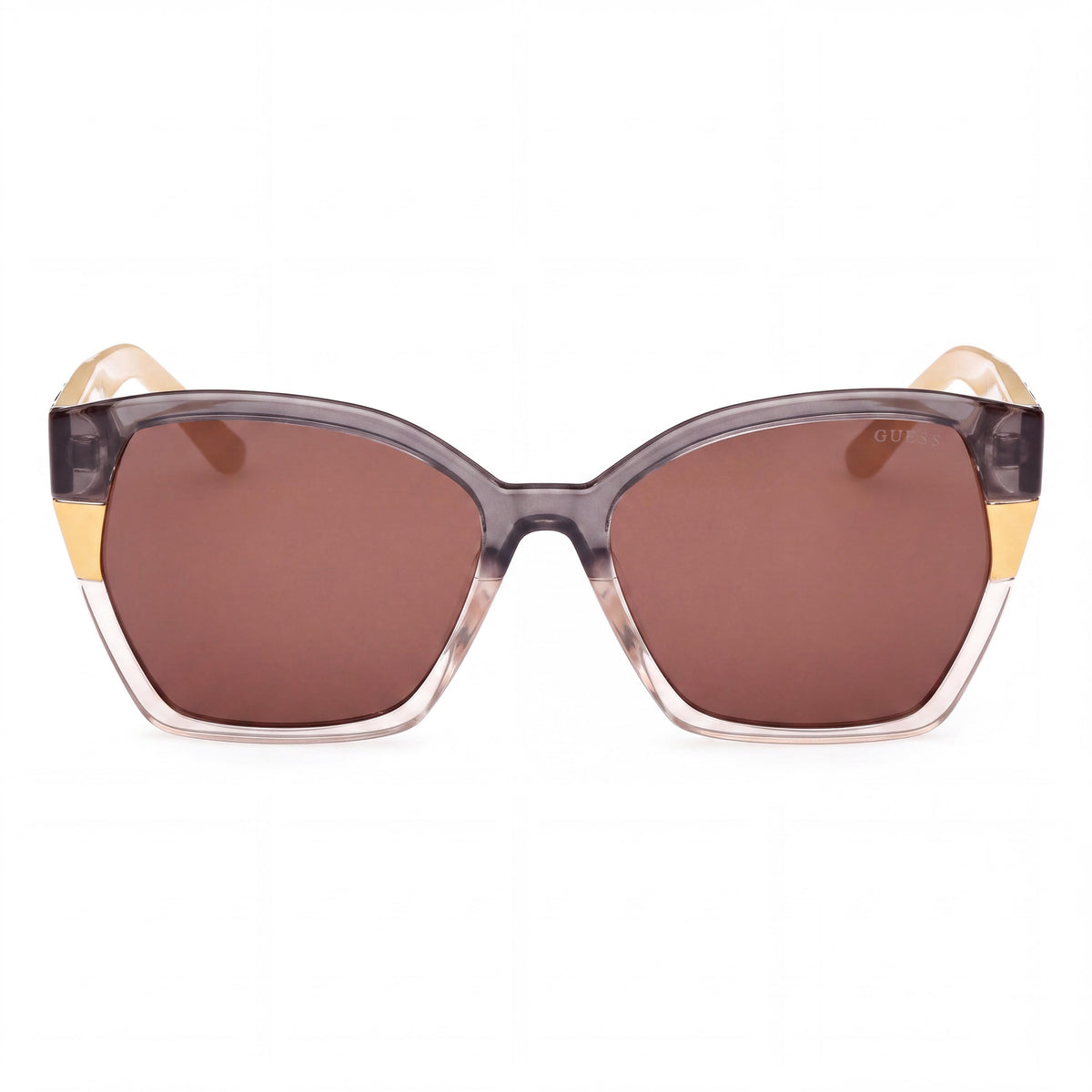GUESS Gu7912 Women's UV Protective Sunglasses with Yellow Striped Polycarbonate Frame and Brown Lenses, 55mm, Photo 2