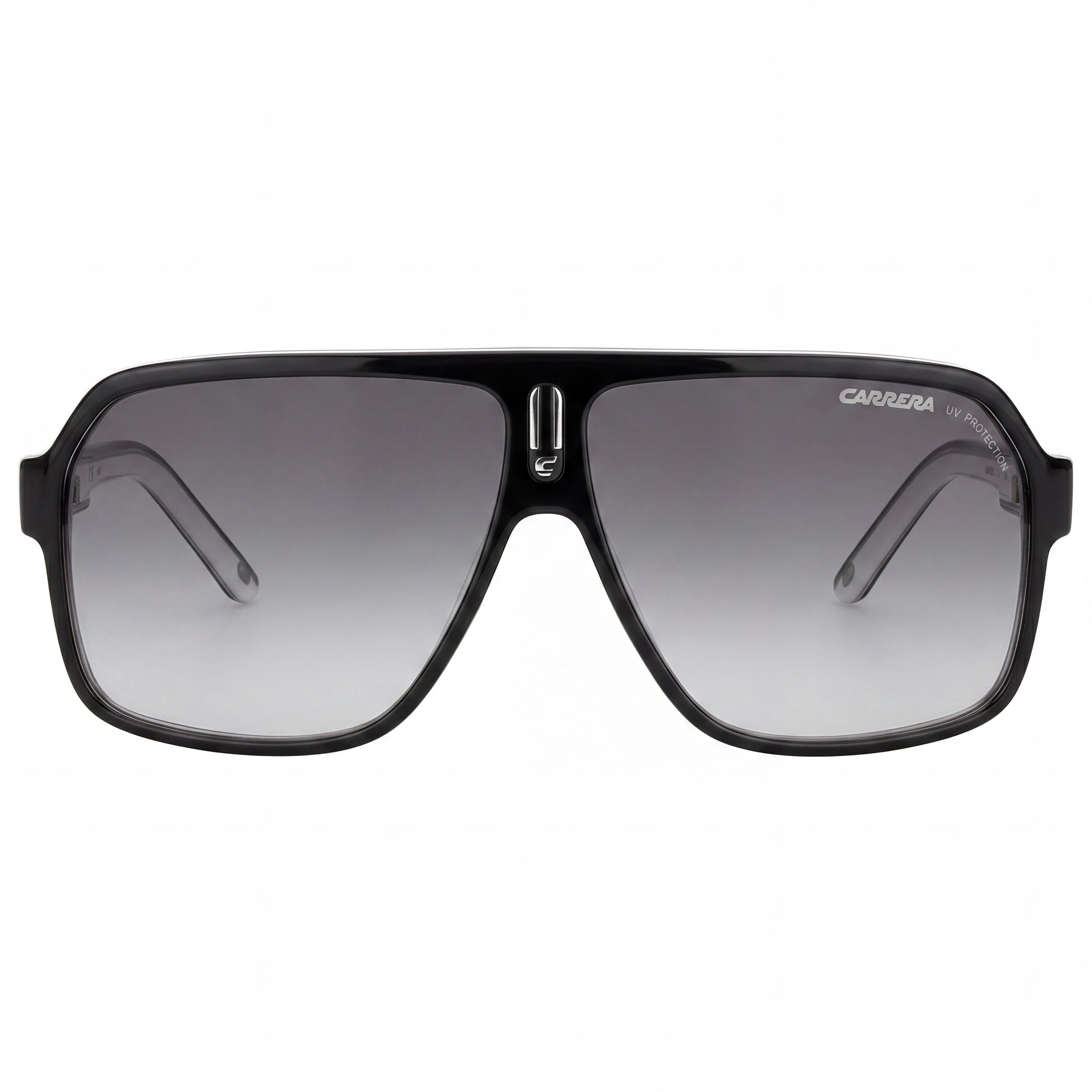 Carrera CARRERA 27 Men's Square Acetate Sunglasses Black Crystal White Grey Dark Grey Shaded Lenses 100% UV Protection 62mm, Photo 2