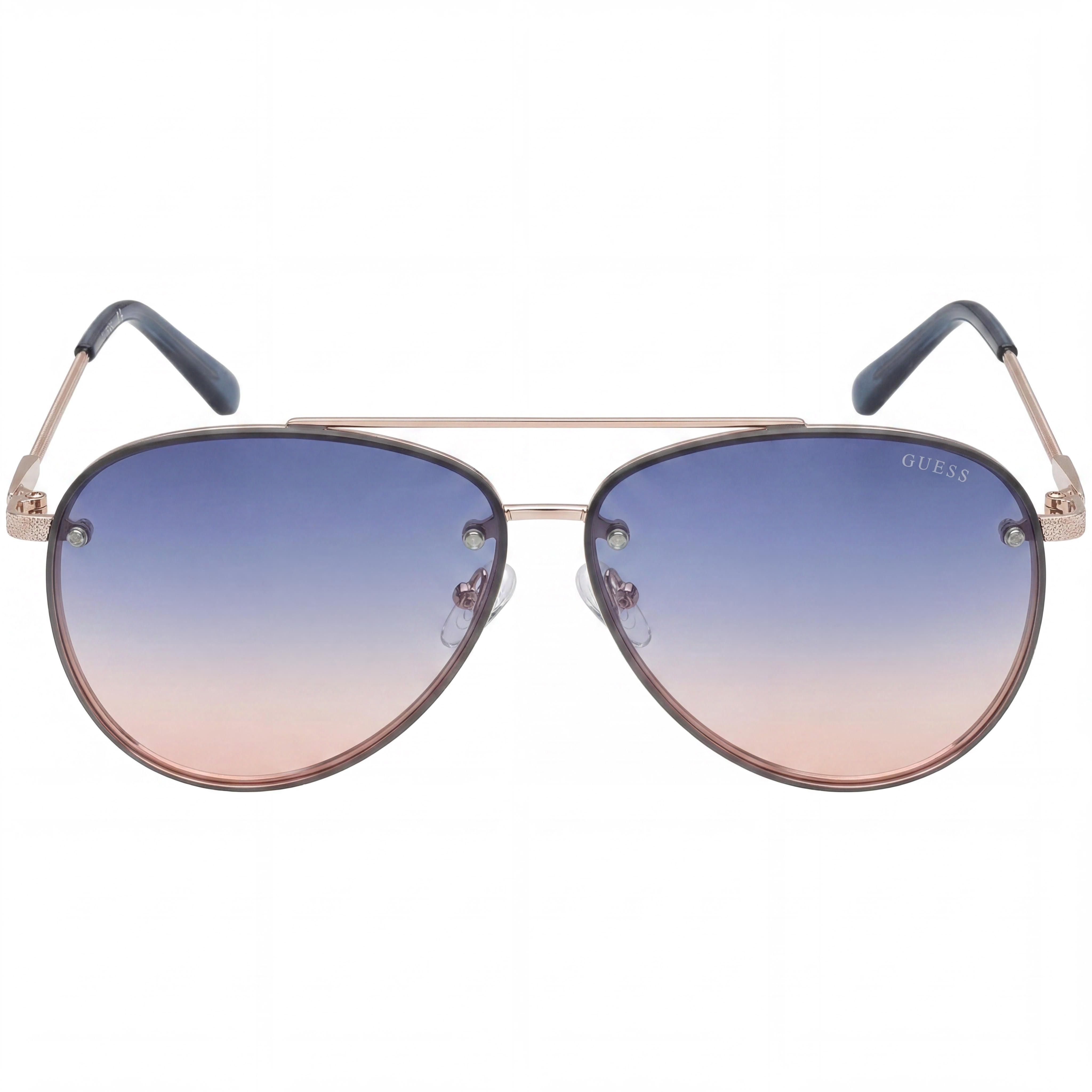 Gafas de sol GUESS Factory modernas unisex con montura de plástico azul degradado en oro rosa brillante, sin polarización UV, 63 mm, Photo 2