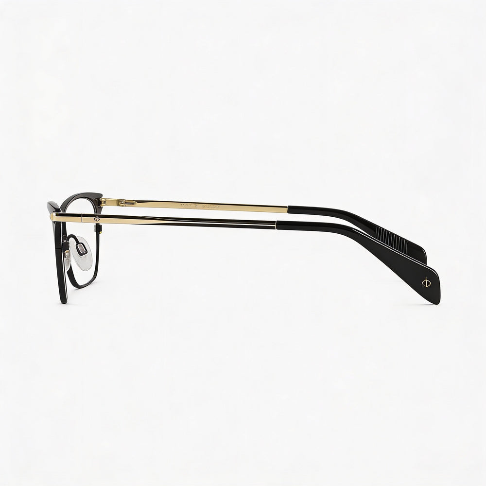 Gafas de demostración Rag & Bone Rnb 3007 para mujer, de titanio, negro mate y dorado, de 51 mm