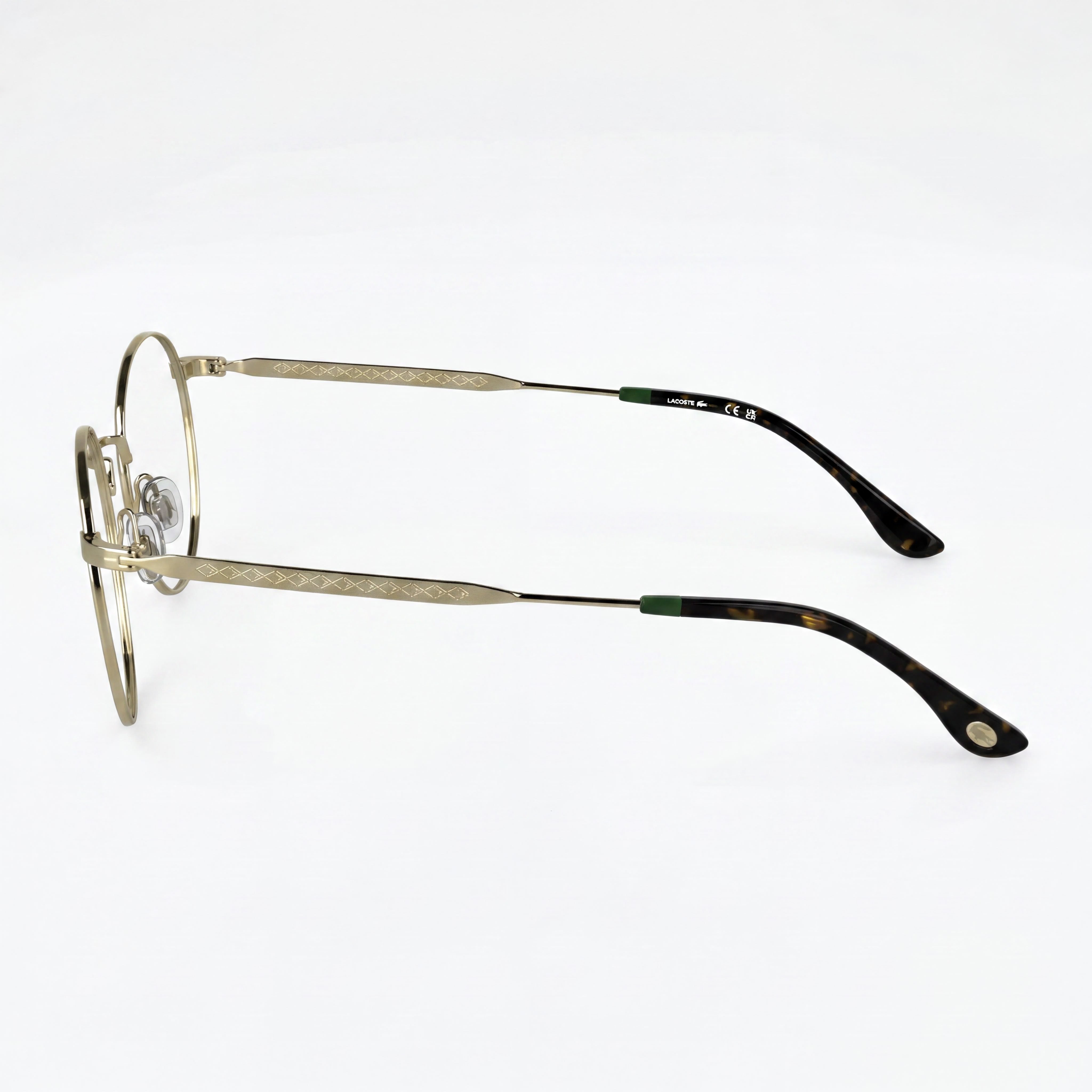 Lacoste L2308 Unisex Round Casual Full-Rim Metal Eyeglasses Gold Frame Transparent Demo Plastic Lenses 51-21-145, Photo 3