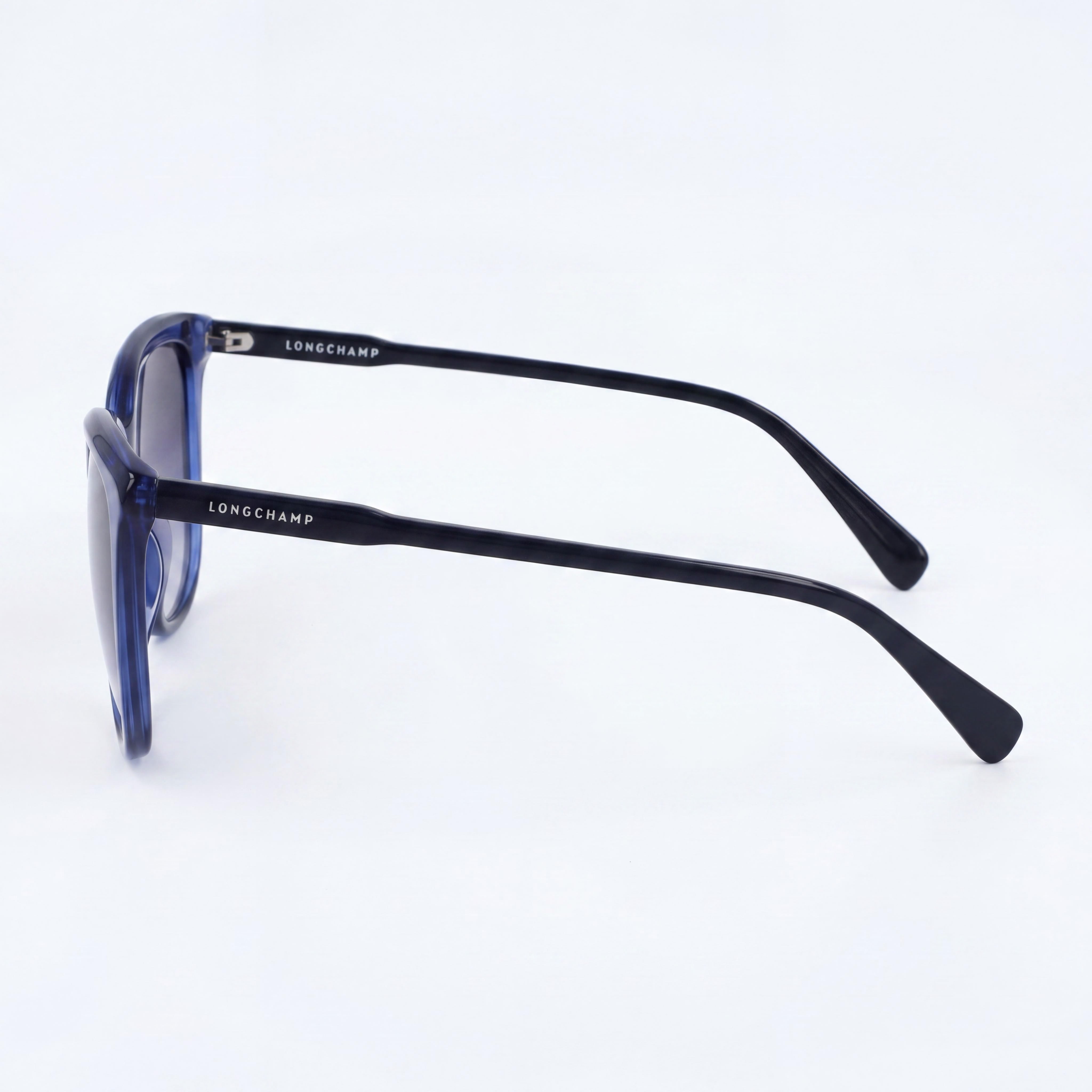 Gafas de sol Longchamp Modern Unisex con montura de acetato azul, lentes de policarbonato con protección UV y 56mm de ancho de lente, Photo 3