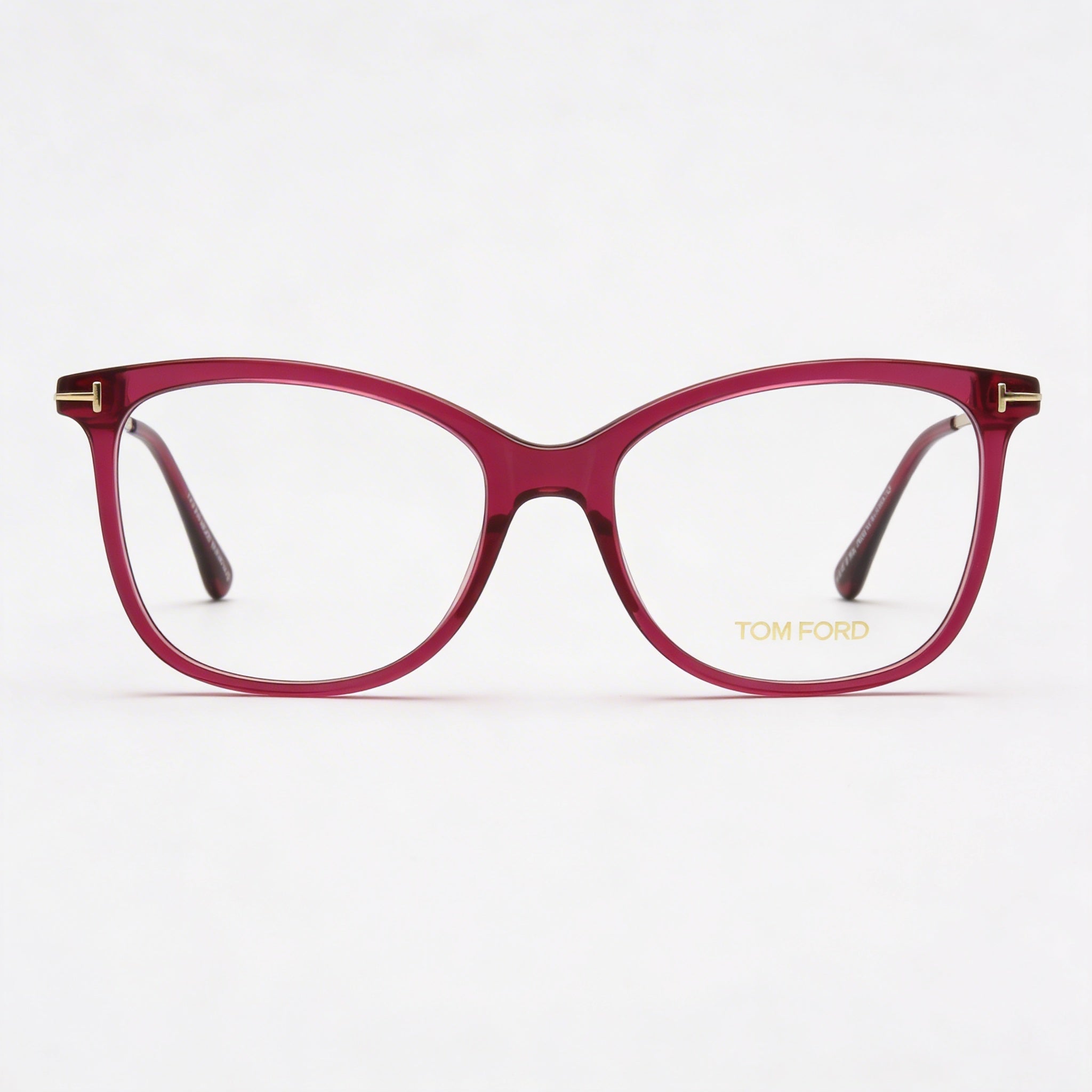 Tom Ford Modern Unisex Plastic Eyeglasses with Transparent Violet Front and Rose Gold Temples 52-17-140, Photo 2