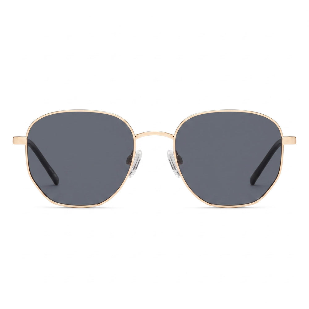 Gafas de sol QUAY AUSTRALIA Big Time unisex, montura de plástico dorada, lentes polarizadas ahumadas con protección UV, 142 mm