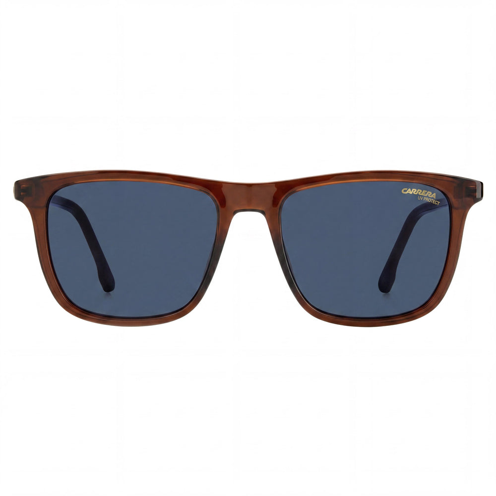 Carrera Classic Rectangular Men's Lightweight Brown Propionate Frame Blue Lens Sunglasses 53mm