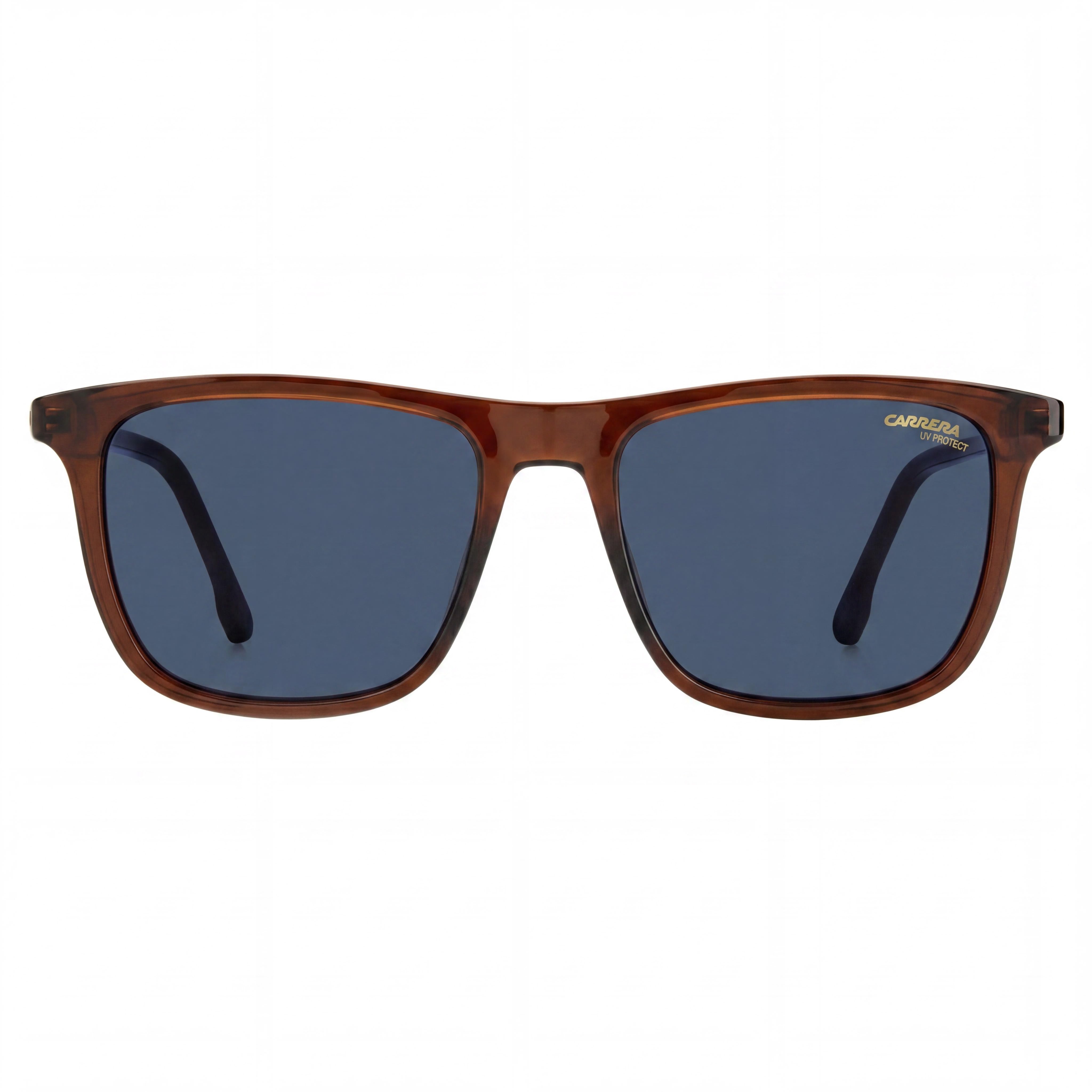 Gafas de sol Carrera Classic rectangulares para hombre, ligeras, con montura de propionato marrón y lentes azules, 53 mm, Photo 2