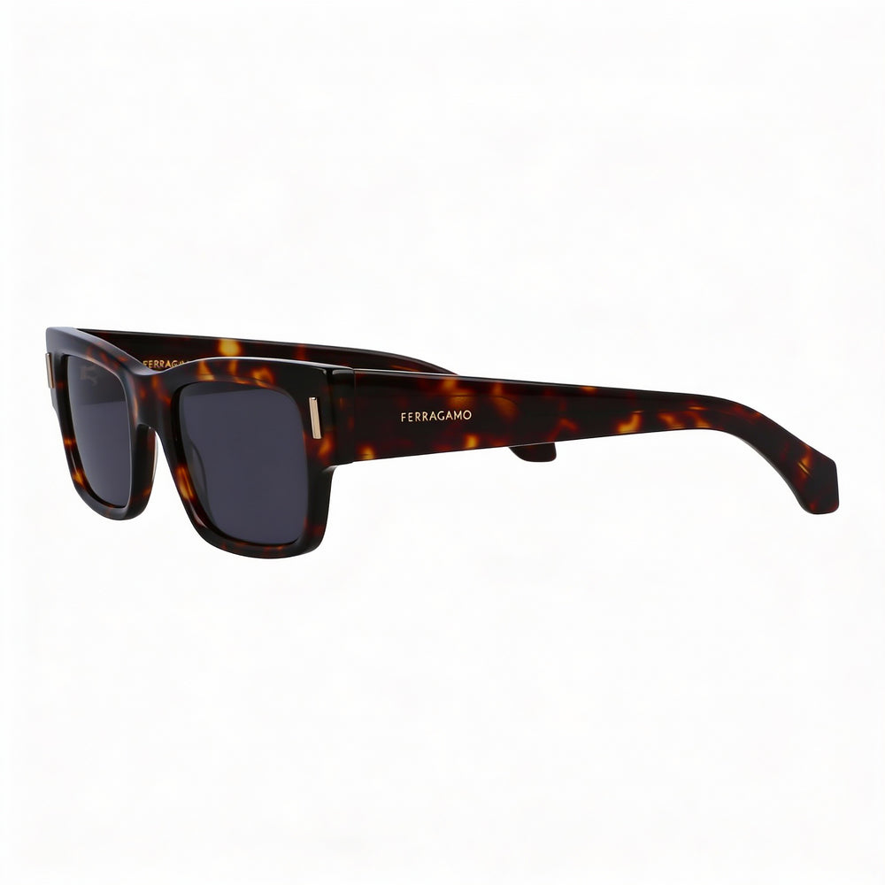 Gafas de sol Salvatore Ferragamo SF2011S para hombre, montura de plástico color carey oscuro, protección UV, ancho de lente de 53 mm