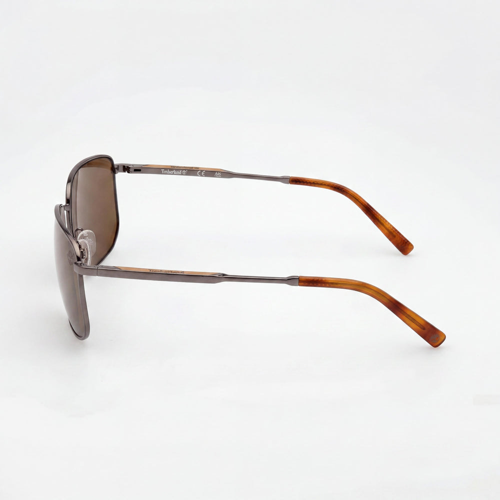 Gafas de sol Timberland rectangulares unisex de metal, montura rutenio oscuro, lentes marrones, protección UV, 61 mm