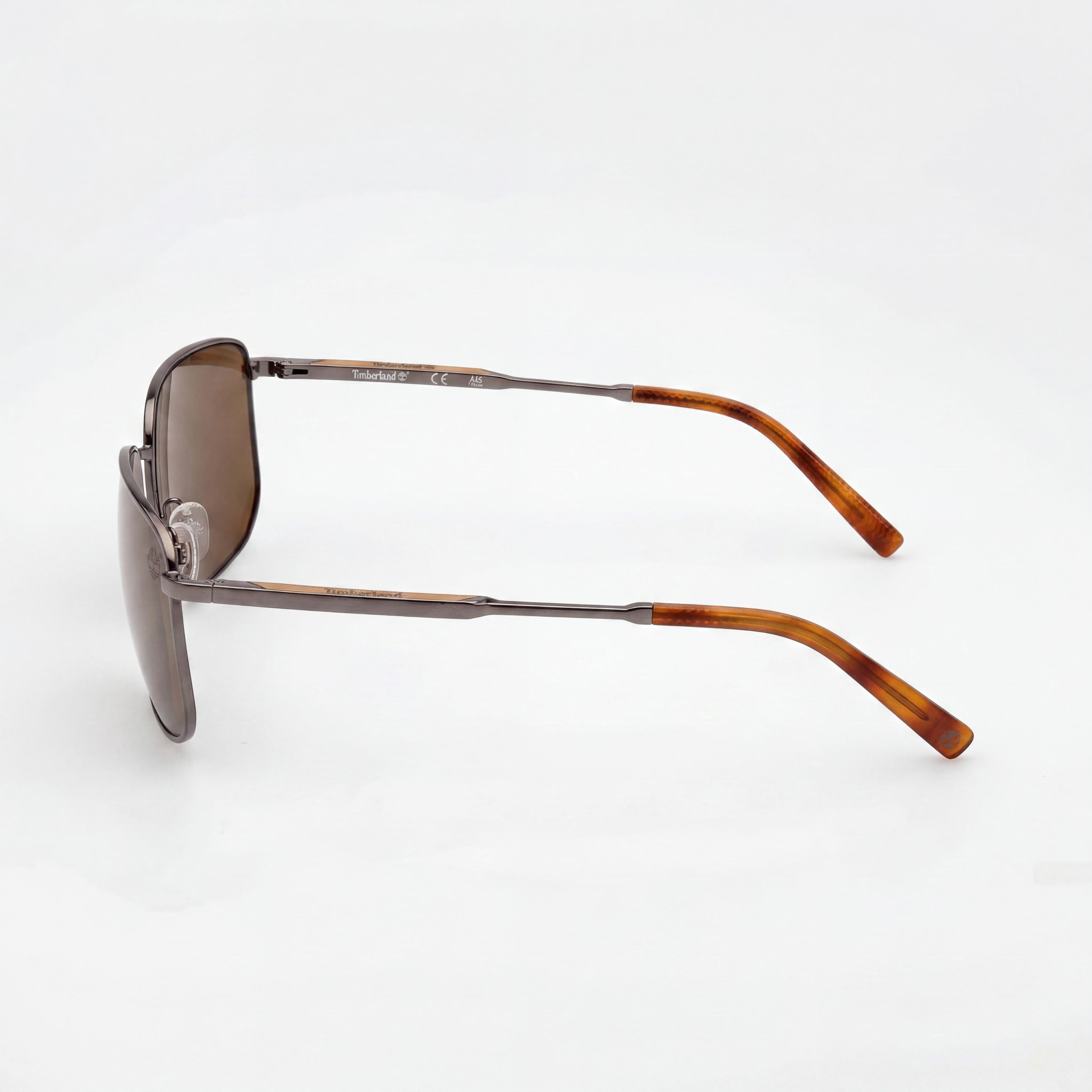 Timberland Rectangular Unisex Metal Sunglasses, Dark Ruthenium Frame, Brown Lens, UV Protected, 61mm, Photo 3