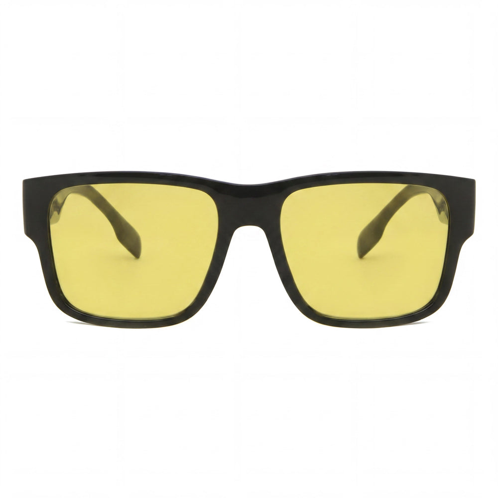BURBERRY Knight Geometric Men's Black Propionate Frame Yellow UV Protection Lenses 57mm Sunglasses