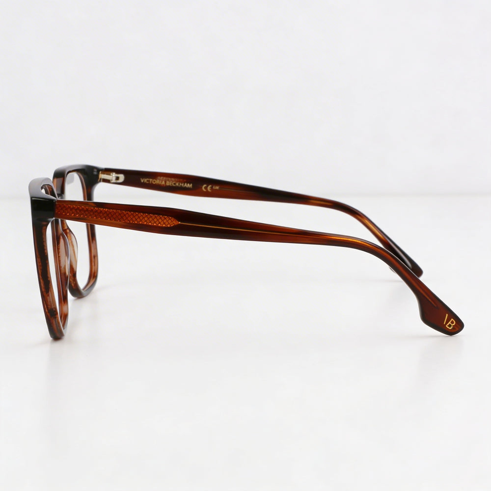 Montura óptica cuerno marrón Victoria Beckham Vb2673 para mujer - Lista para graduar, lentes de demostración transparentes 54-17-140 mm