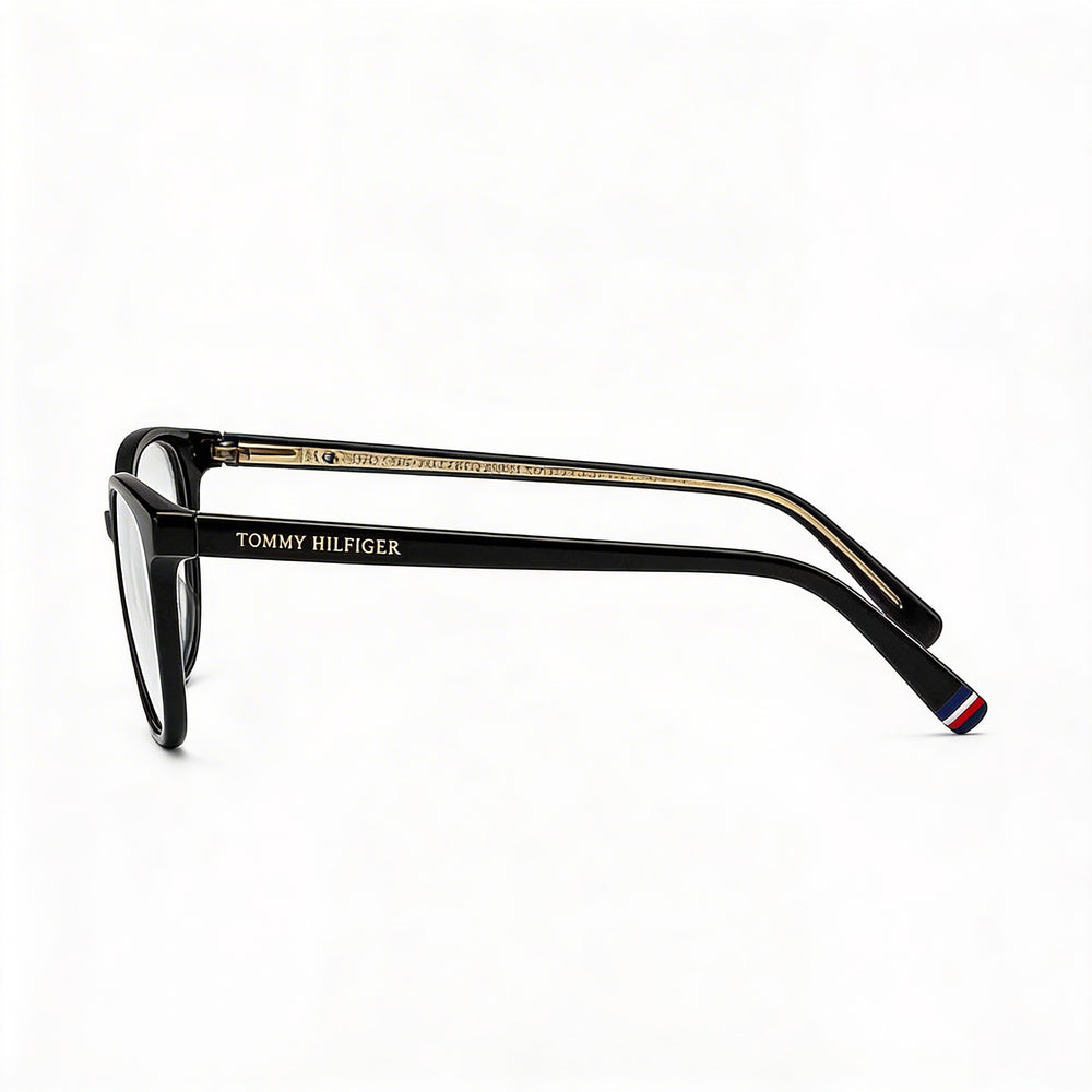Tommy Hilfiger Modern Women's Black Acetate Frame Eyewear, with Non-Polarised Polycarbonate Lenses, 54mm