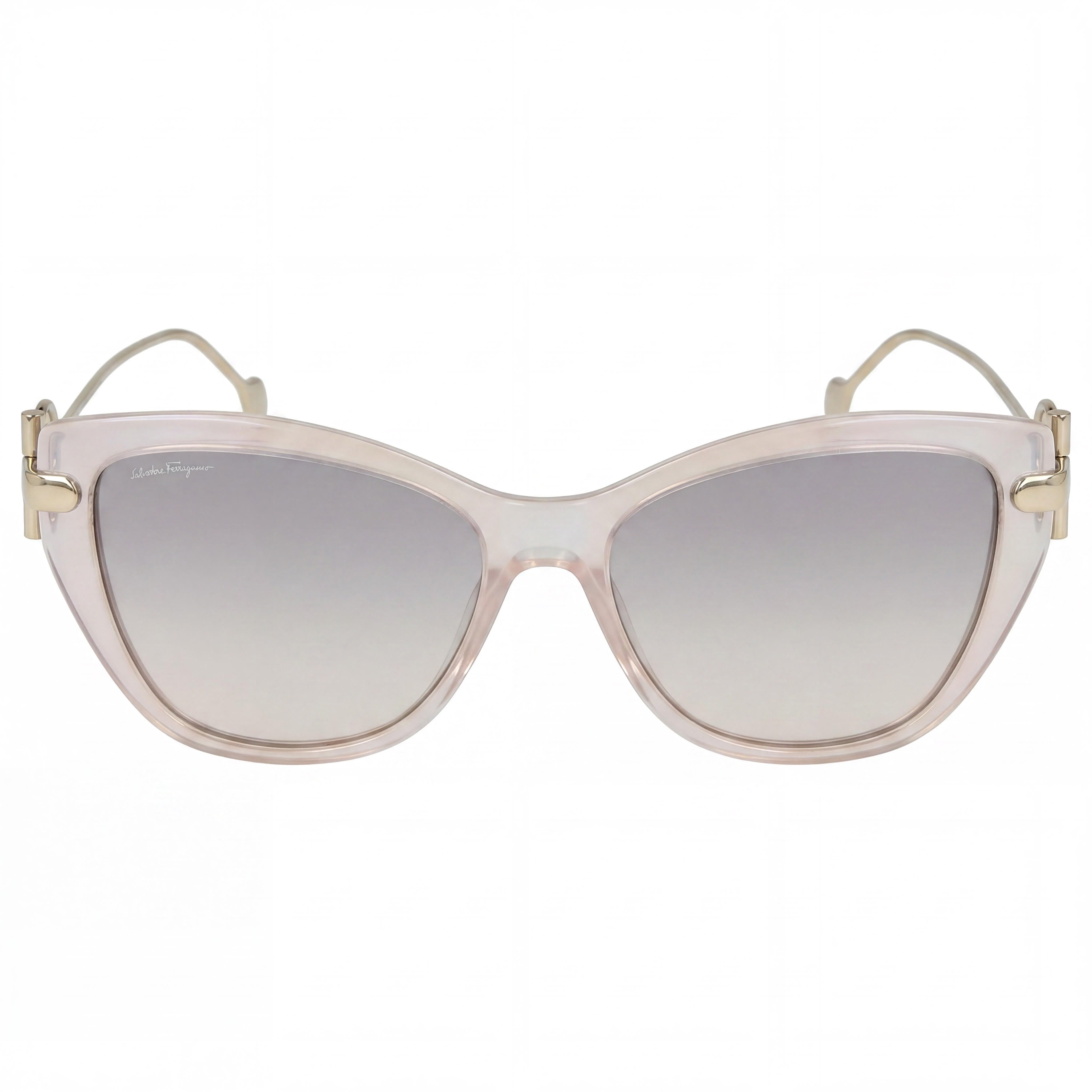 Gafas de sol Salvatore Ferragamo SF928S para mujer, estilo ojo de gato, color nude, dorado, de plástico, con degradado azul y protección UV, 55-15-140 mm, Photo 2