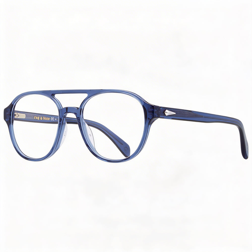 Gafas de sol modernas Rag & Bone para mujer con montura de acetato azul y lentes de policarbonato azul de 51 mm