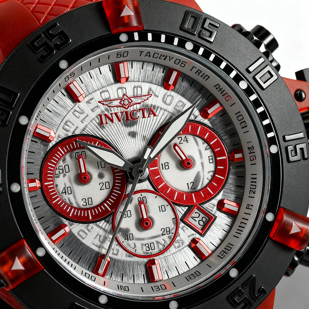 Reloj cronógrafo Invicta Subaqua Noma III 24364 para hombre, plástico rojo y silicona, esfera transparente, 50 mm