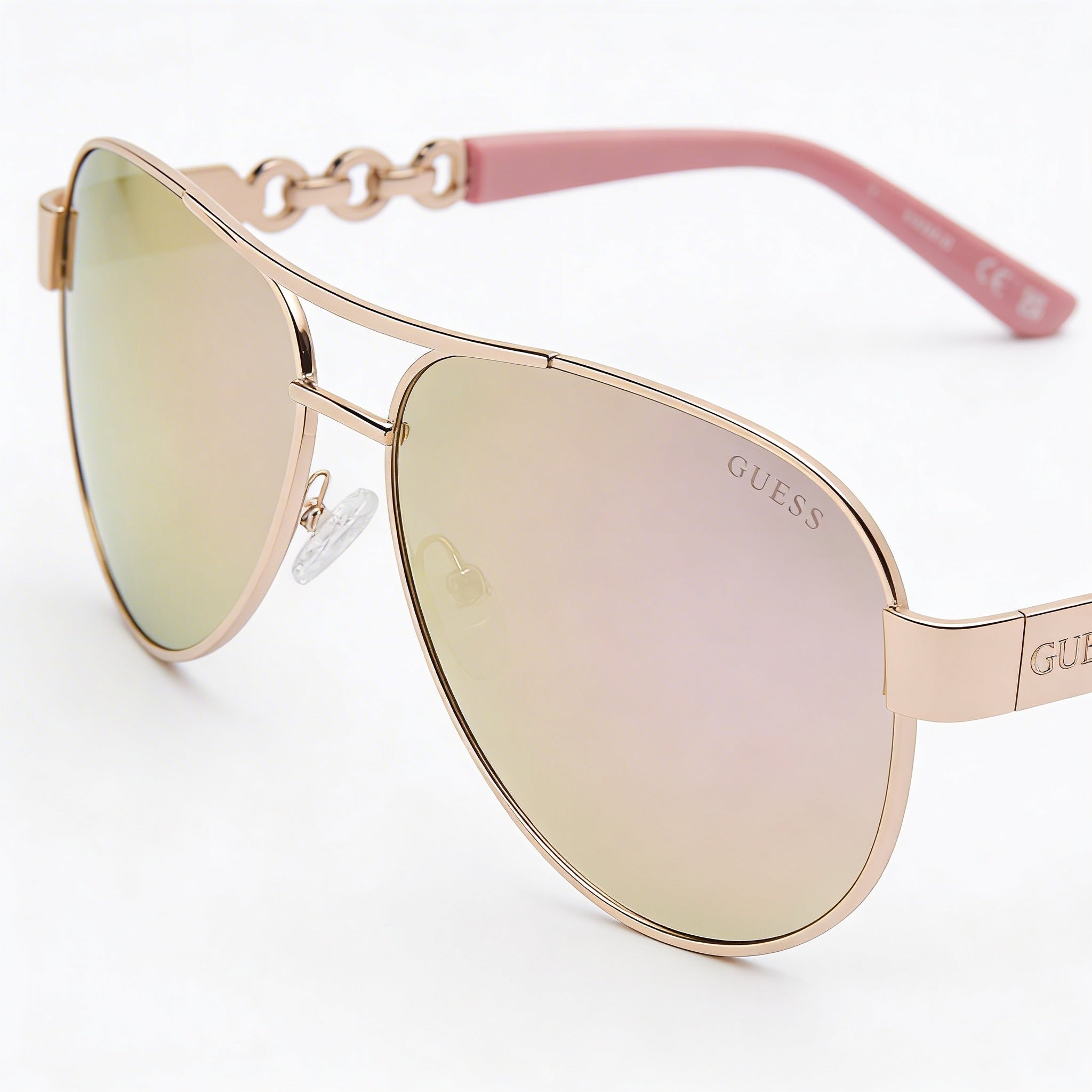 Gafas de sol GUESS Gu00174 para mujer, de metal, con protección UV 100 %, montura oro rosa, espejo marrón, 60 mm, Photo 3