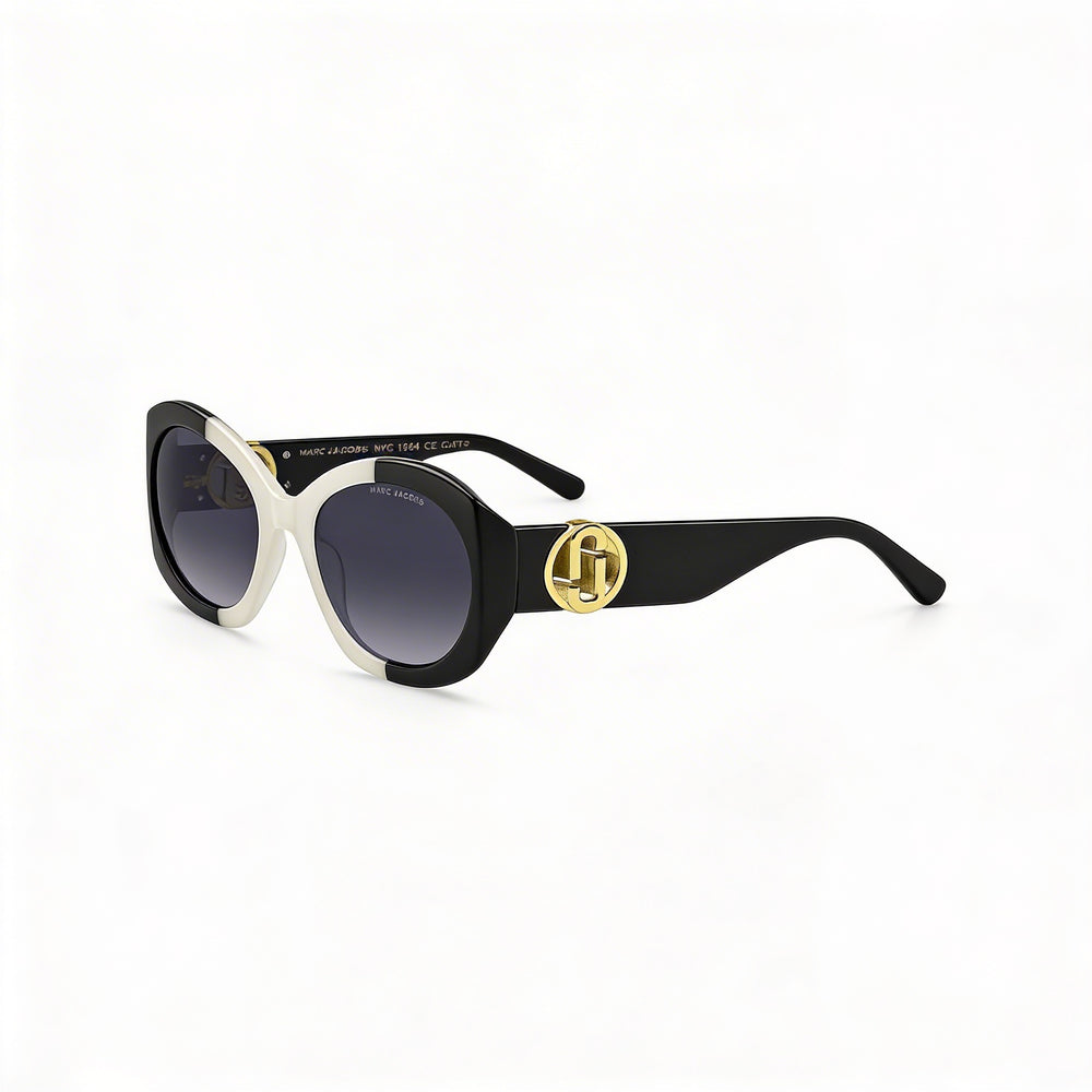 Marc Jacobs Casual Women's Butterfly Acetate White, Black Non-Polarized Dark Grey Shaded UV Protection Sunglasses 56mm