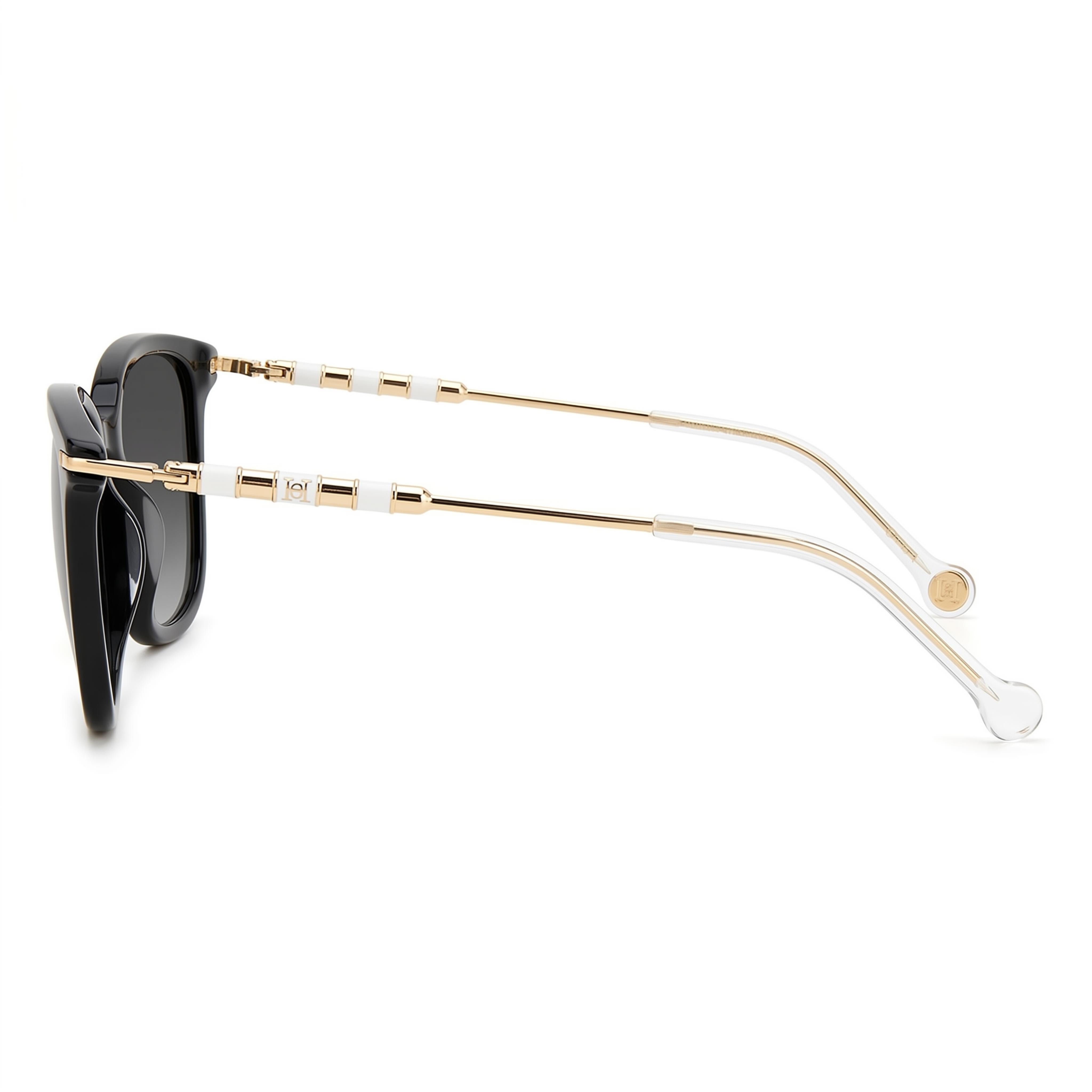 Carolina Herrera Women's Casual Black Plastic Frame Sunglasses with Dark Grey Shaded Polycarbonate UV Protected Lenses 56mm, Photo 3