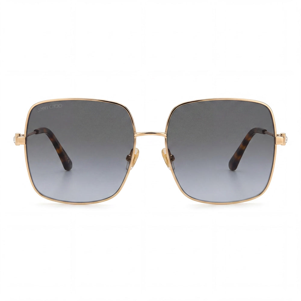 Gafas de sol clásicas JIMMY CHOO para mujer, de acero inoxidable, oro rosa y policarbonato, con protección UV, talla 58-16-145